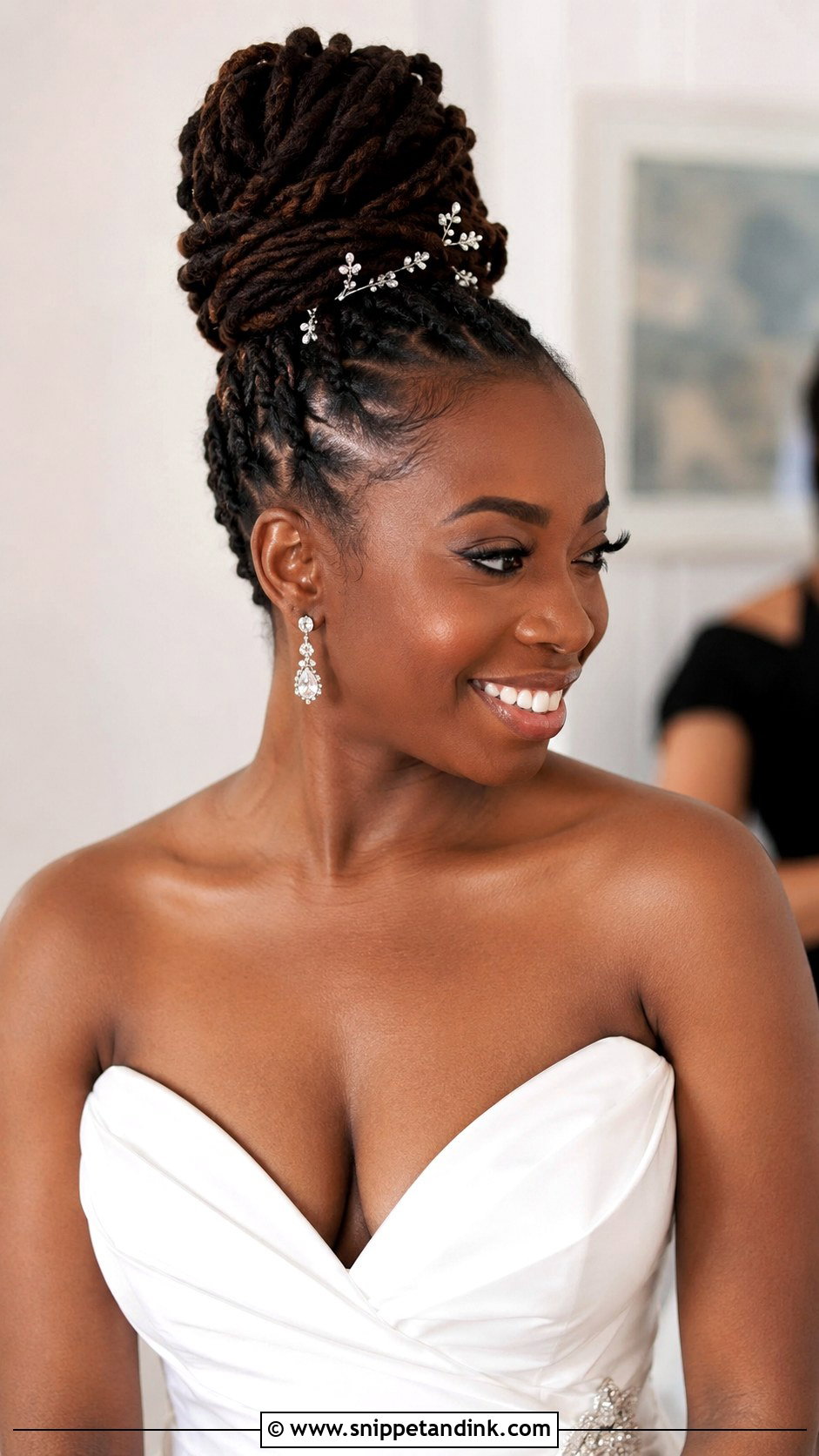 High Bun Loc Wedding Hairstyle - Snippet and Ink - 20 Elegant Loc Styles Wedding Hairstyles