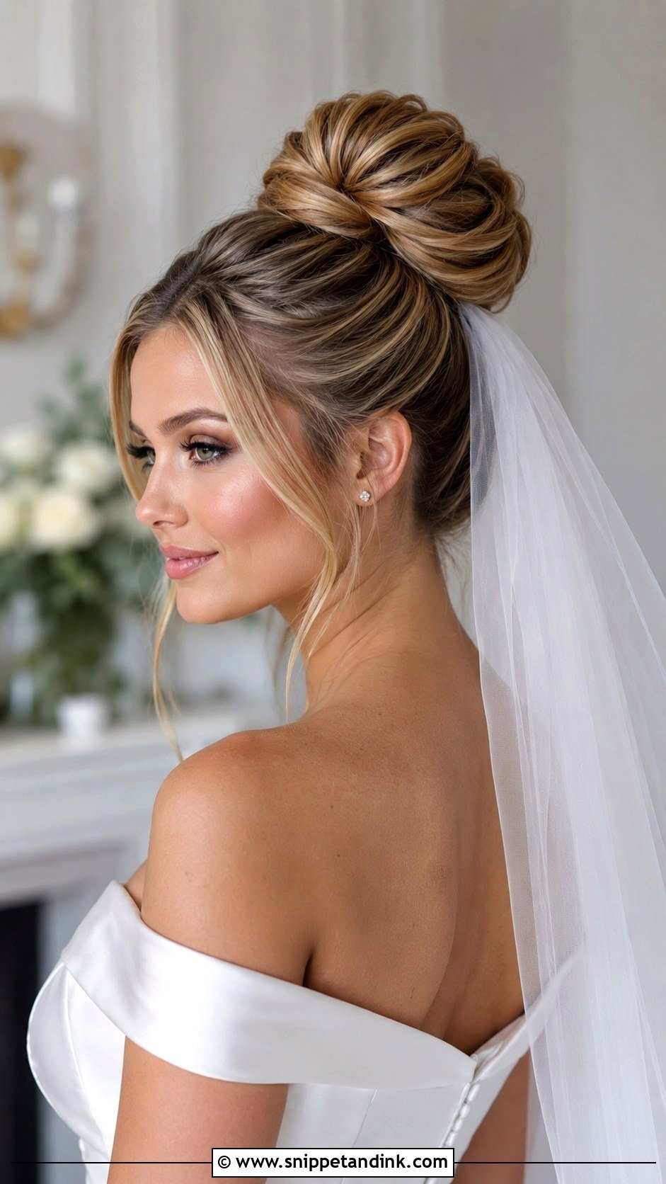High Bun Updo With Veil - Snippet and Ink - 15 Updos with Veil