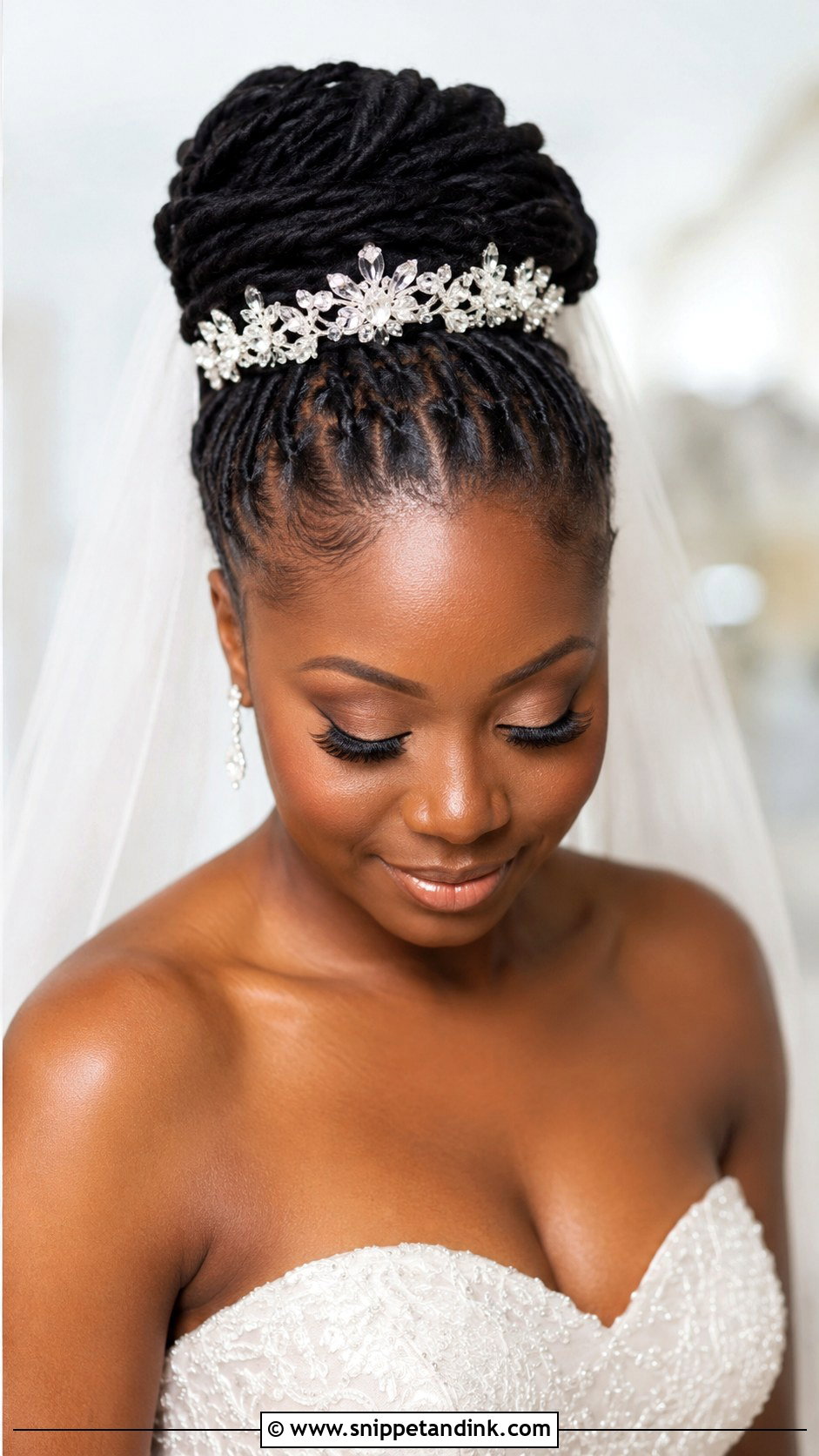 High Bun Updo for Locs - Snippet and Ink - 30 Dreadlock Wedding Hairstyles