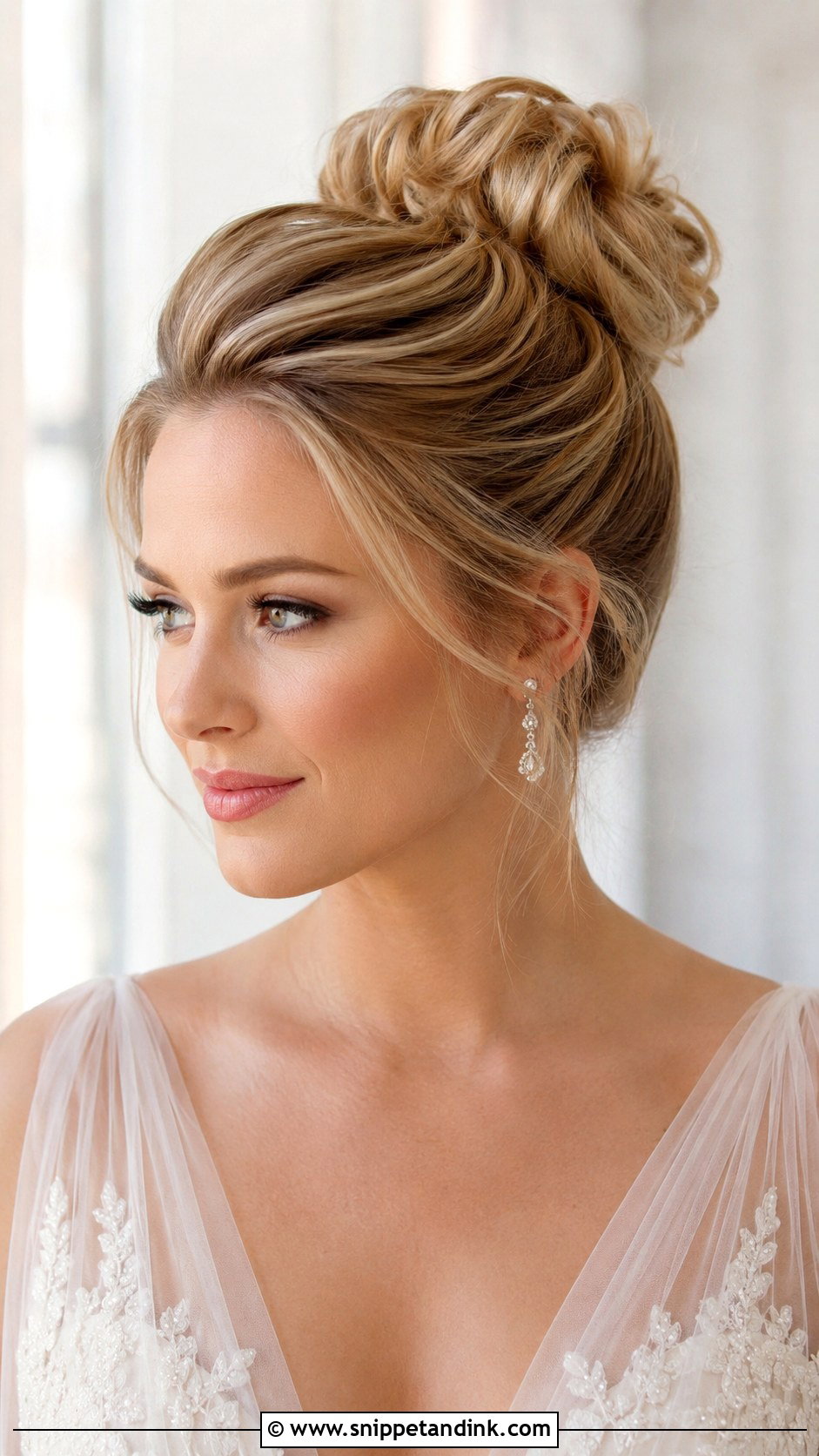 High Bun Wedding Hairstyle - Snippet and Ink - 20 Hair Up Wedding Hairstyles