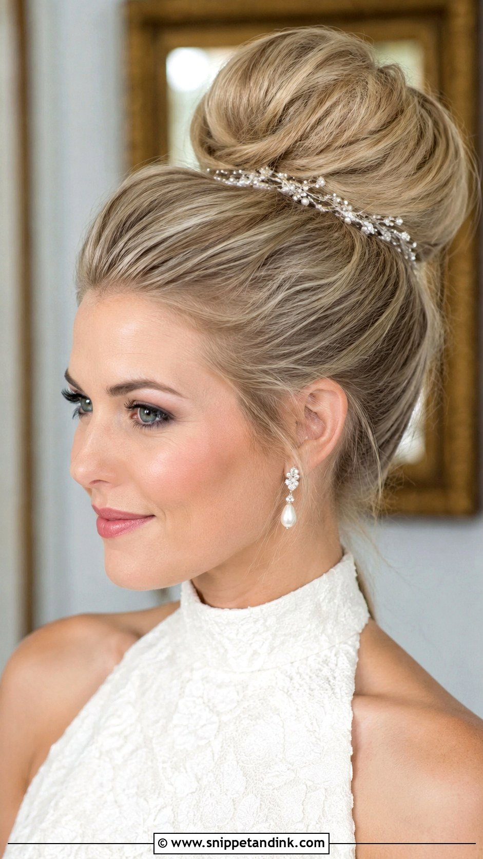 High Bun Wedding Hairstyle - Snippet and Ink - 15 Lesbian Wedding Hairstyles