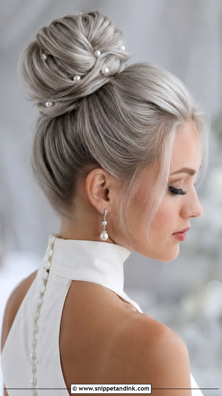 High Bun Wedding Hairstyle For Gray Hair - Snippet and Ink - 15 Wedding Hairstyles for Grey Hair