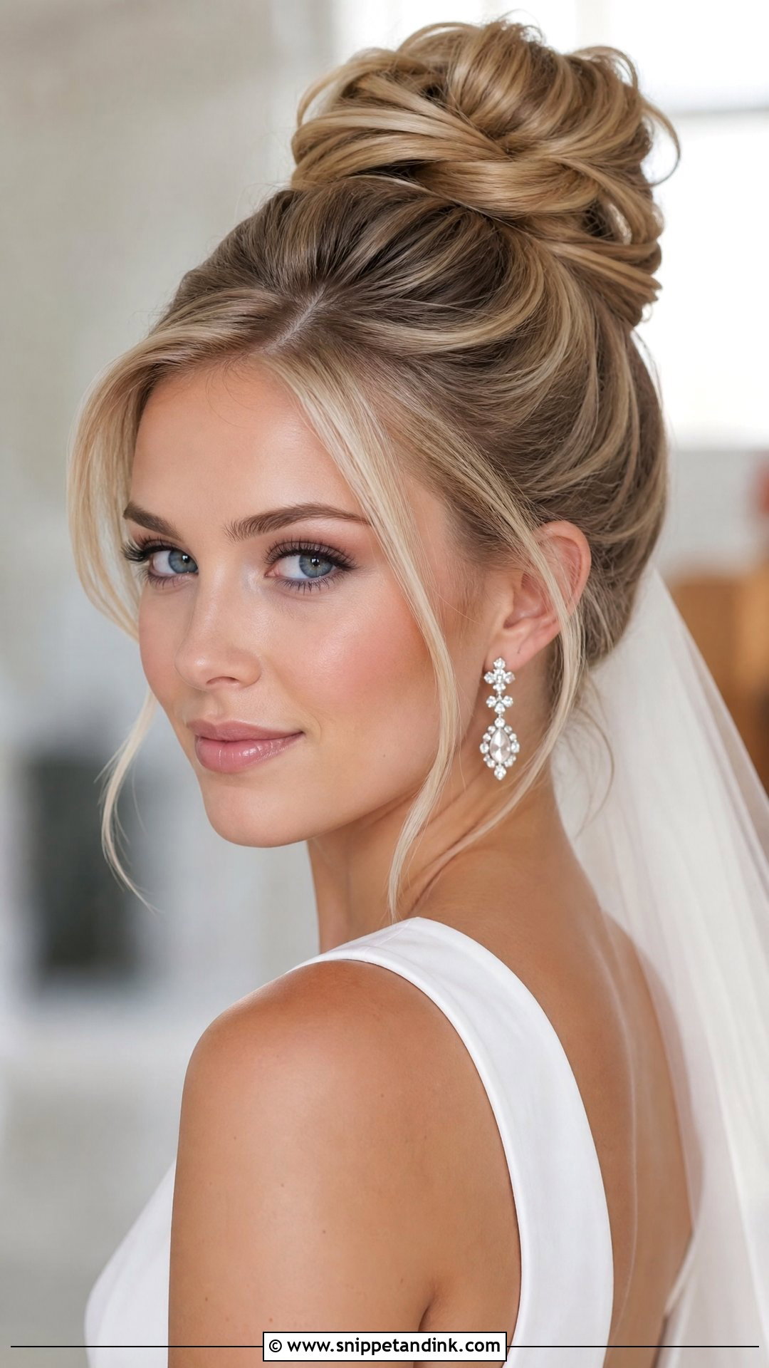 High Bun Wedding Hairstyle For Thick Hair - Snippet and Ink - 20 Thick Hair Wedding Styles