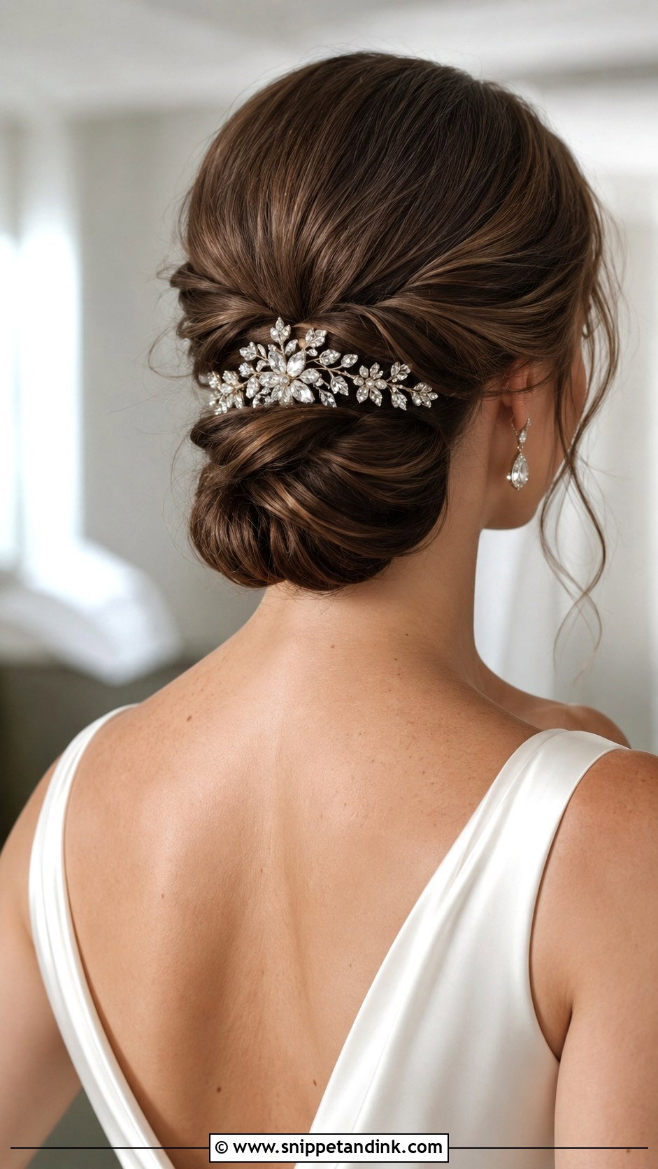 High Bun Wedding Hairstyle for Medium Hair - Snippet and Ink - 20 Medium Hair Wedding Ideas