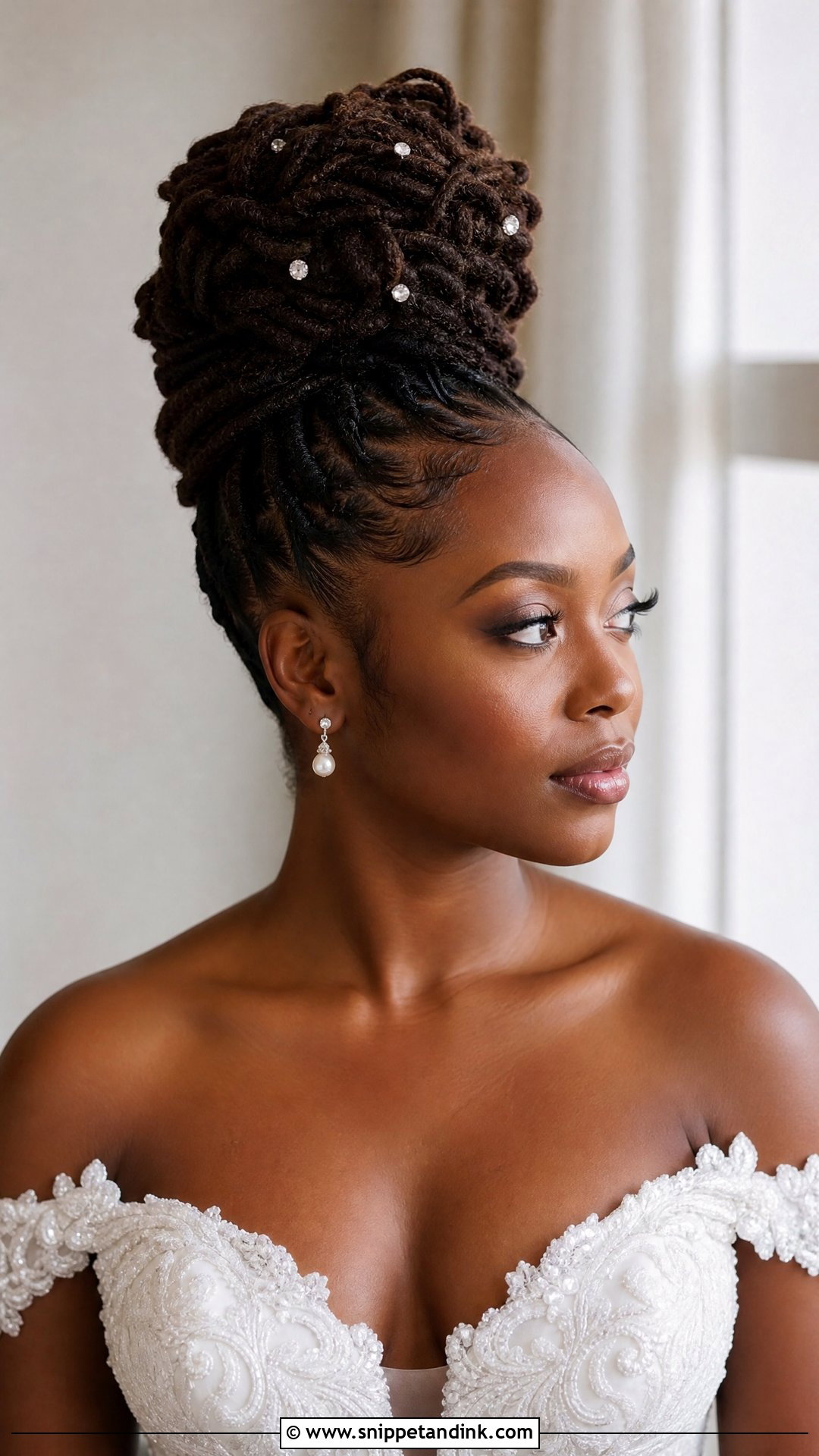 High Bun Wedding Locs - Snippet and Ink - 20 Wedding Hairstyles with Locs