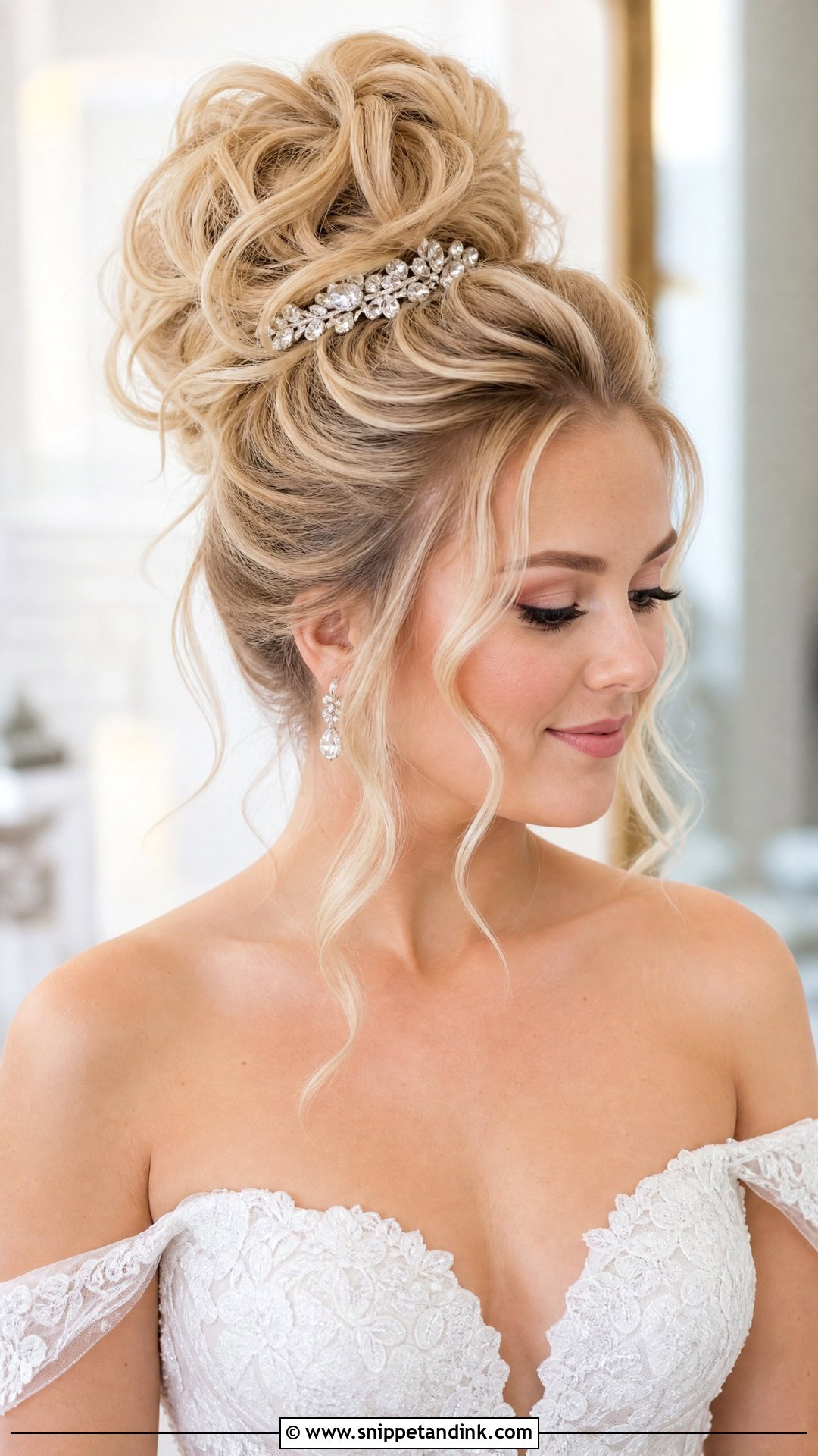 High Bun Wedding Updo - Snippet and Ink - 20 Medium Length Bride Hairstyles