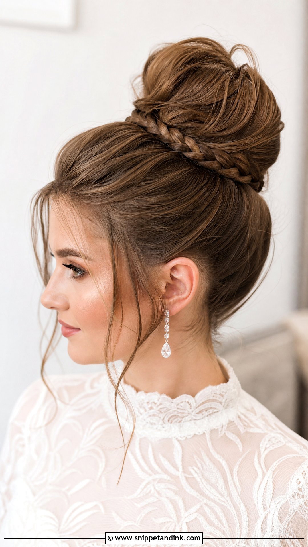 High Bun Wedding Updo With Braid - Snippet and Ink - 20 Wedding Updo Hairstyles with Braid