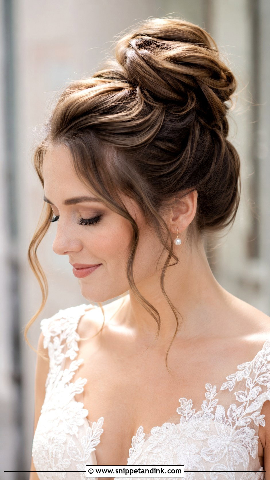 High Bun Wedding Updo for Round Face - Snippet and Ink - 25 Wedding Hair for Round Face Ideas