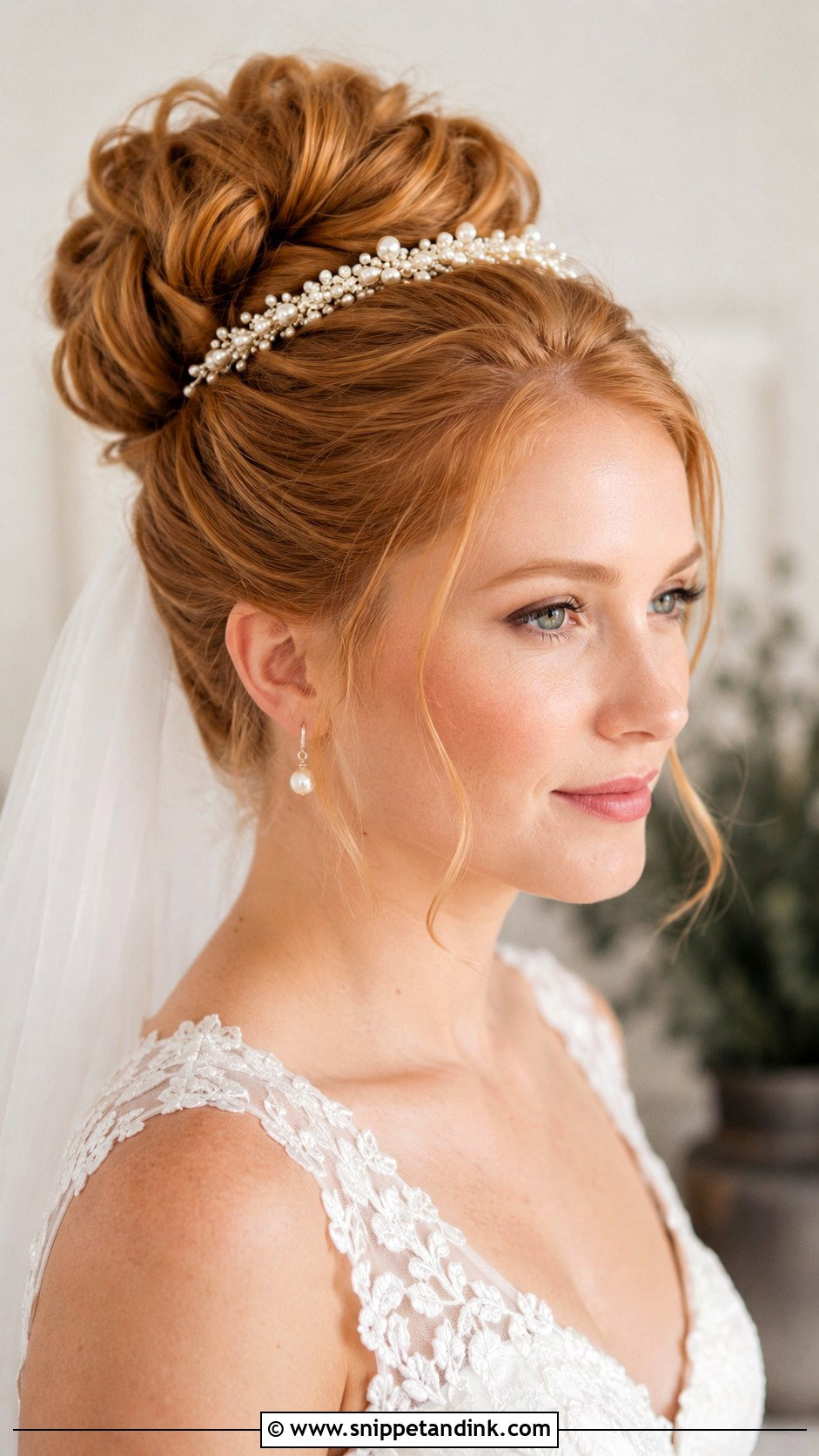 High Bun Wedding Upstyle - Snippet and Ink - 15 Wedding Upstyles Medium Length Ideas