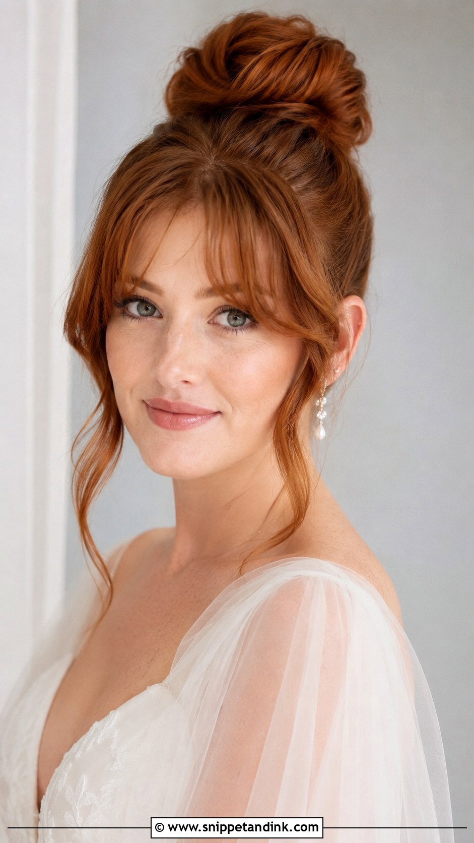 High Bun With Bangs For Wedding - Snippet and Ink - 20 High Bun Hairstyles for Wedding