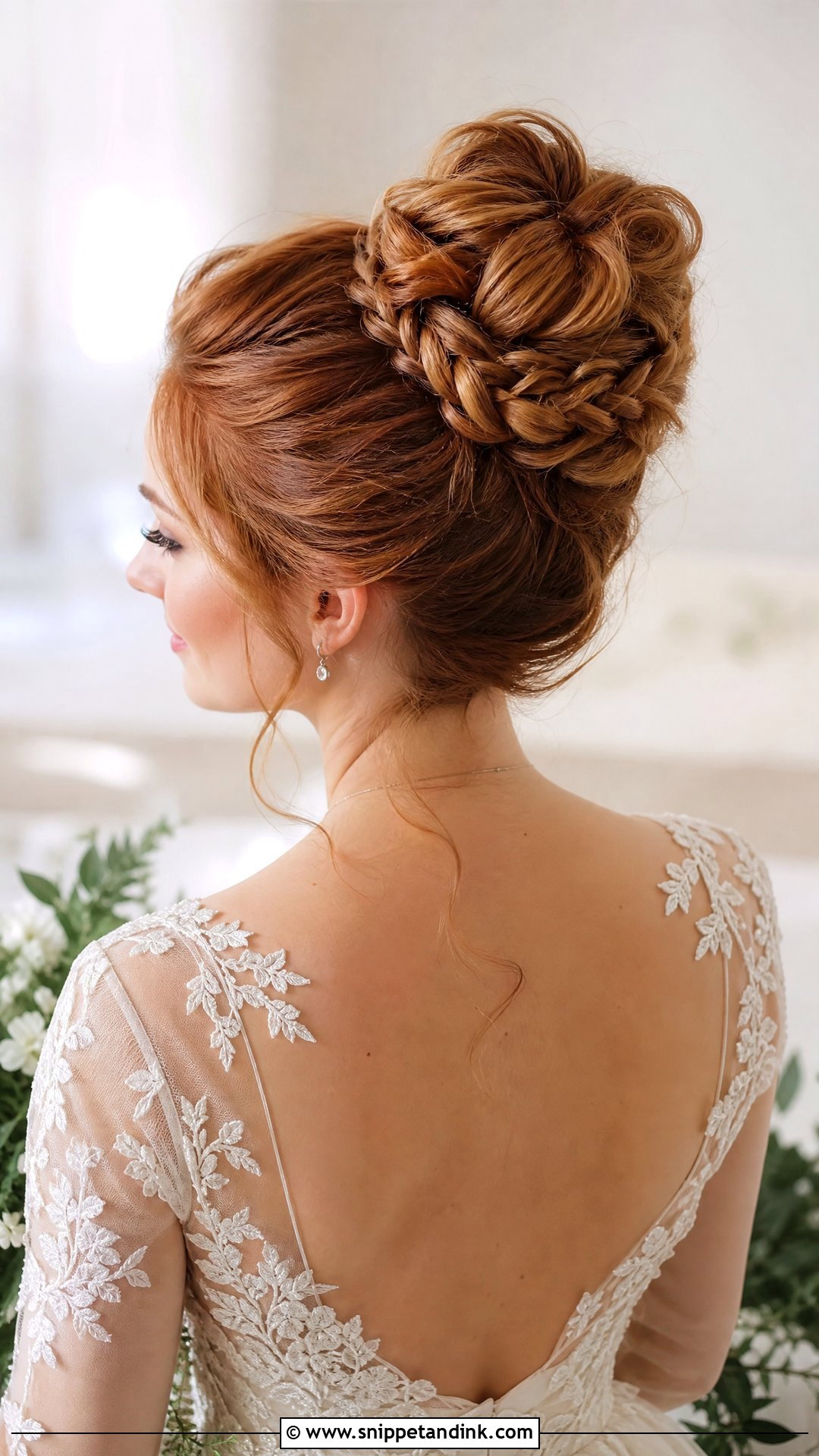 High Bun With Braid for Bride - Snippet and Ink - 20 High Bun for Wedding Ideas