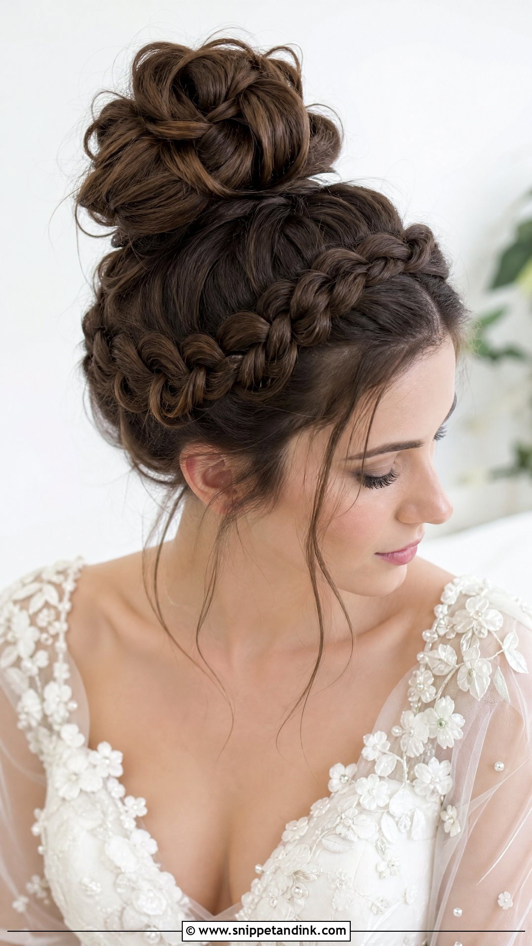 High Bun With Braided Crown - Snippet and Ink - 20 High Bun for Wedding Ideas