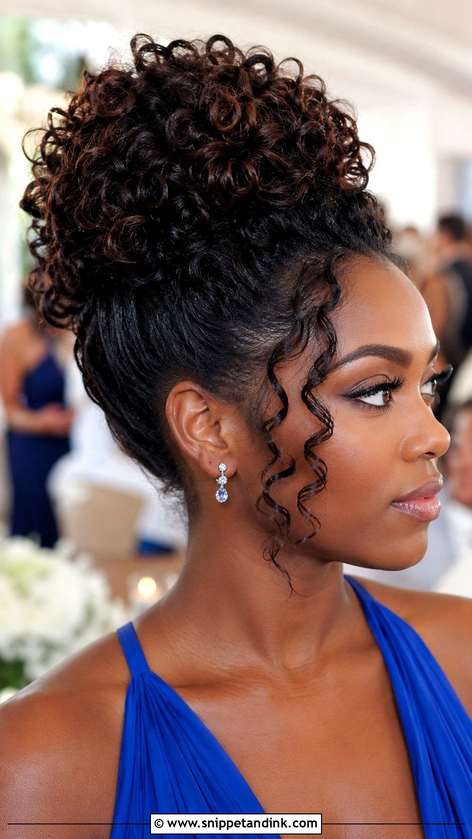 High Bun With Curls For Wedding Guest - Snippet and Ink - 20 Curls for Wedding Guest