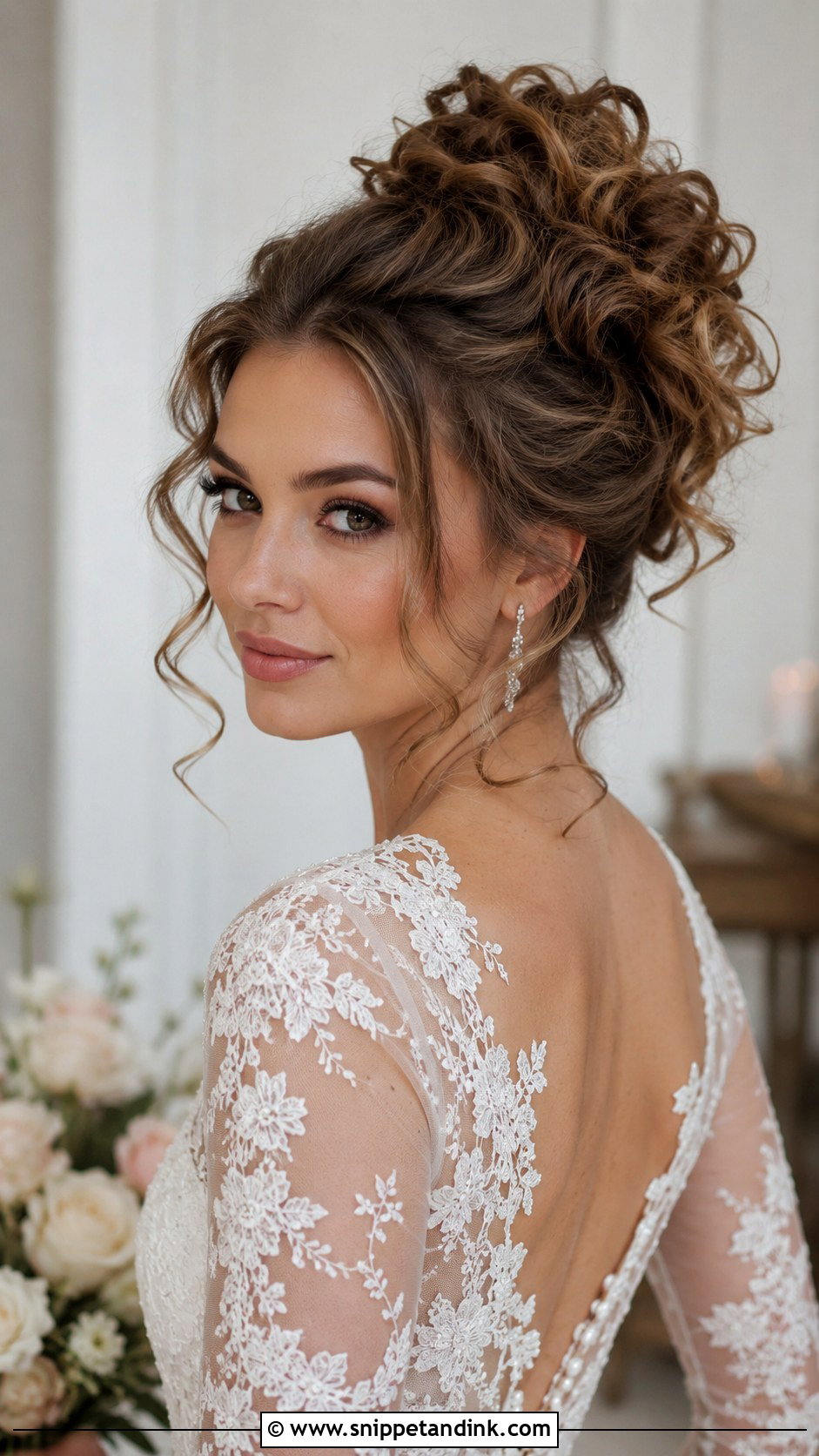 High Bun With Curls Wedding Hairstyle - Snippet and Ink - 25 High Bun Wedding Hairstyles