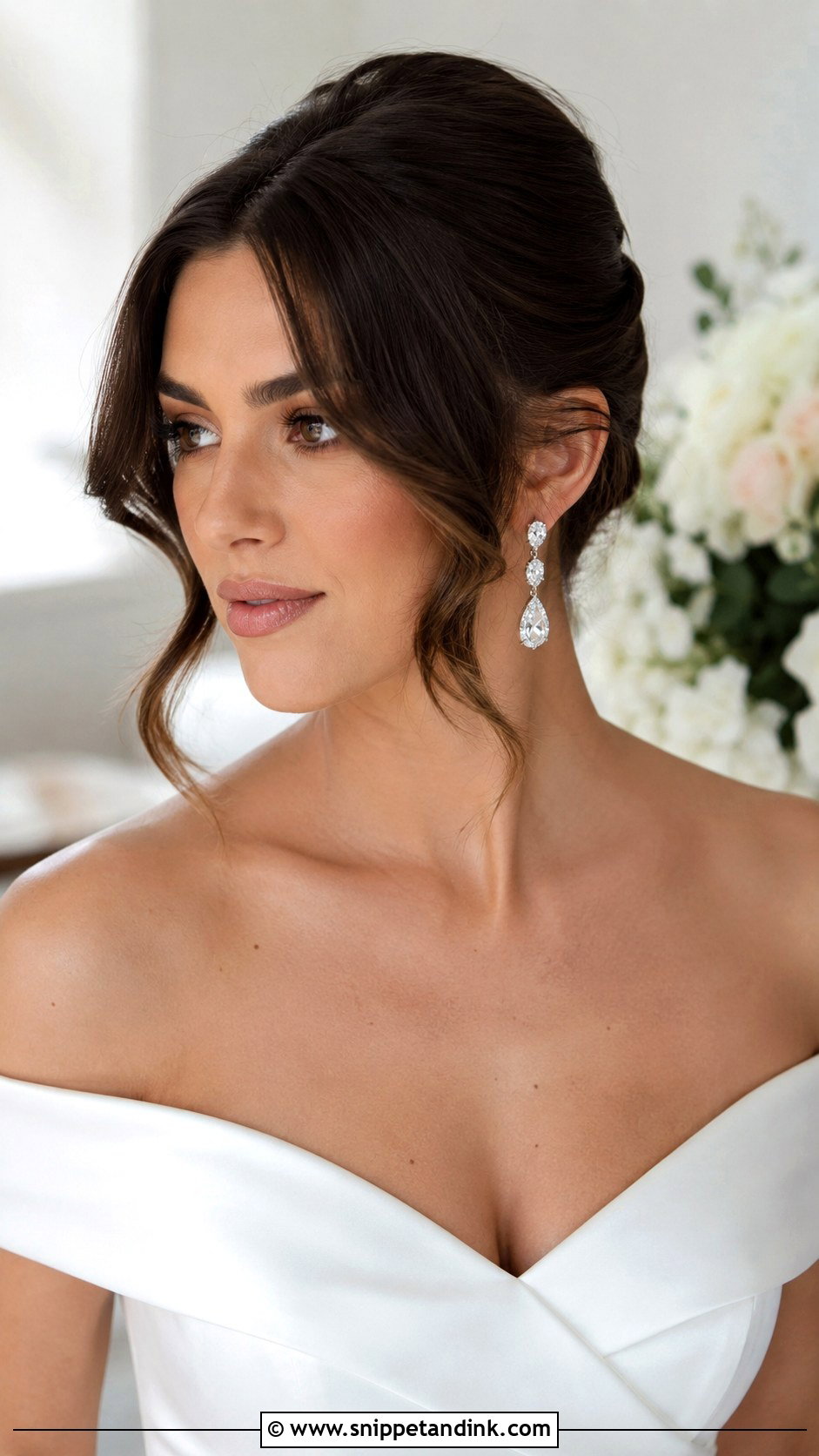 High Bun With Curtain Bangs - Snippet and Ink - 20 Wedding Hair with Curtain Bangs Ideas