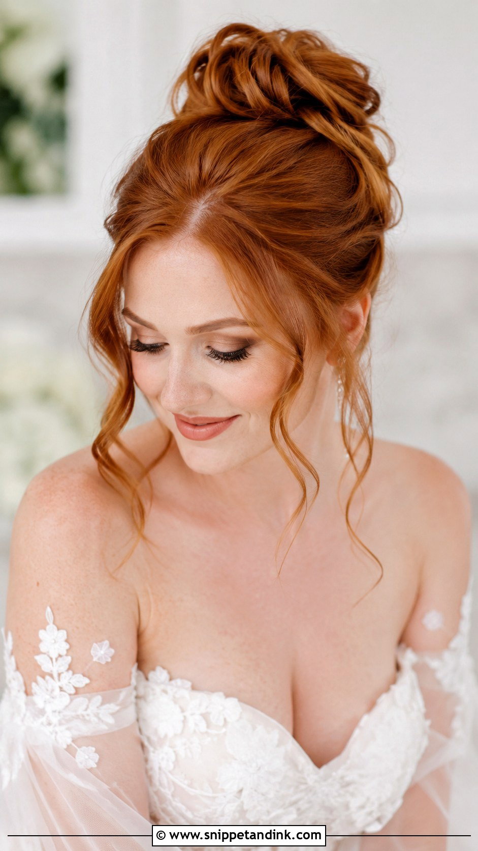 High Bun With Face Framing Curls - Snippet and Ink - 30 High Bun Wedding Hair Ideas