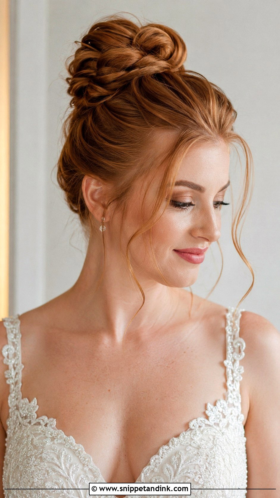 High Bun With Face Framing Pieces - Snippet and Ink - 20 High Wedding Updo Ideas