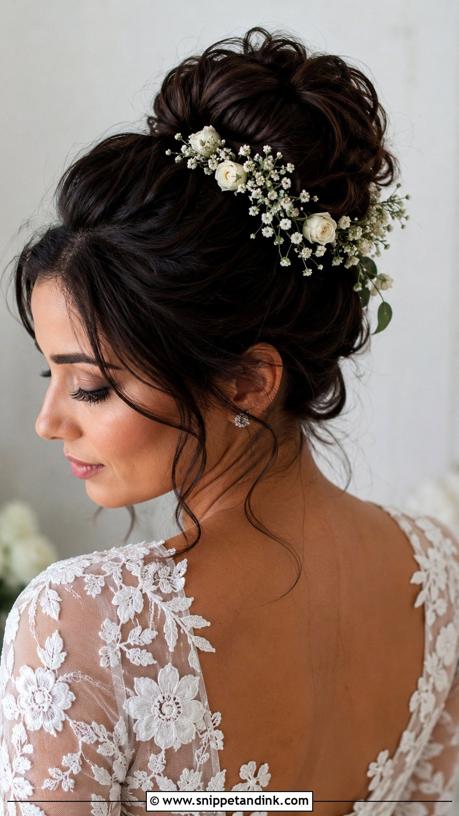 High Bun With Flowers For Wedding - Snippet and Ink - 20 High Bun Hairstyles for Wedding