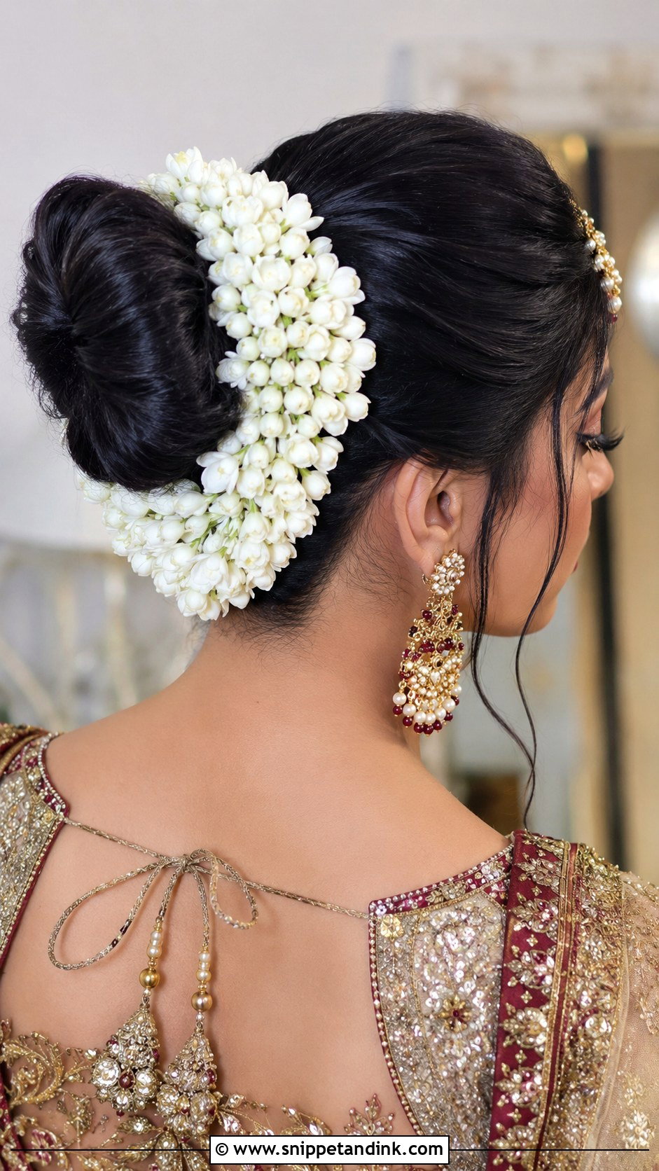 High Bun With Gajra - Snippet and Ink - 25 Pakistani Wedding Hairstyles