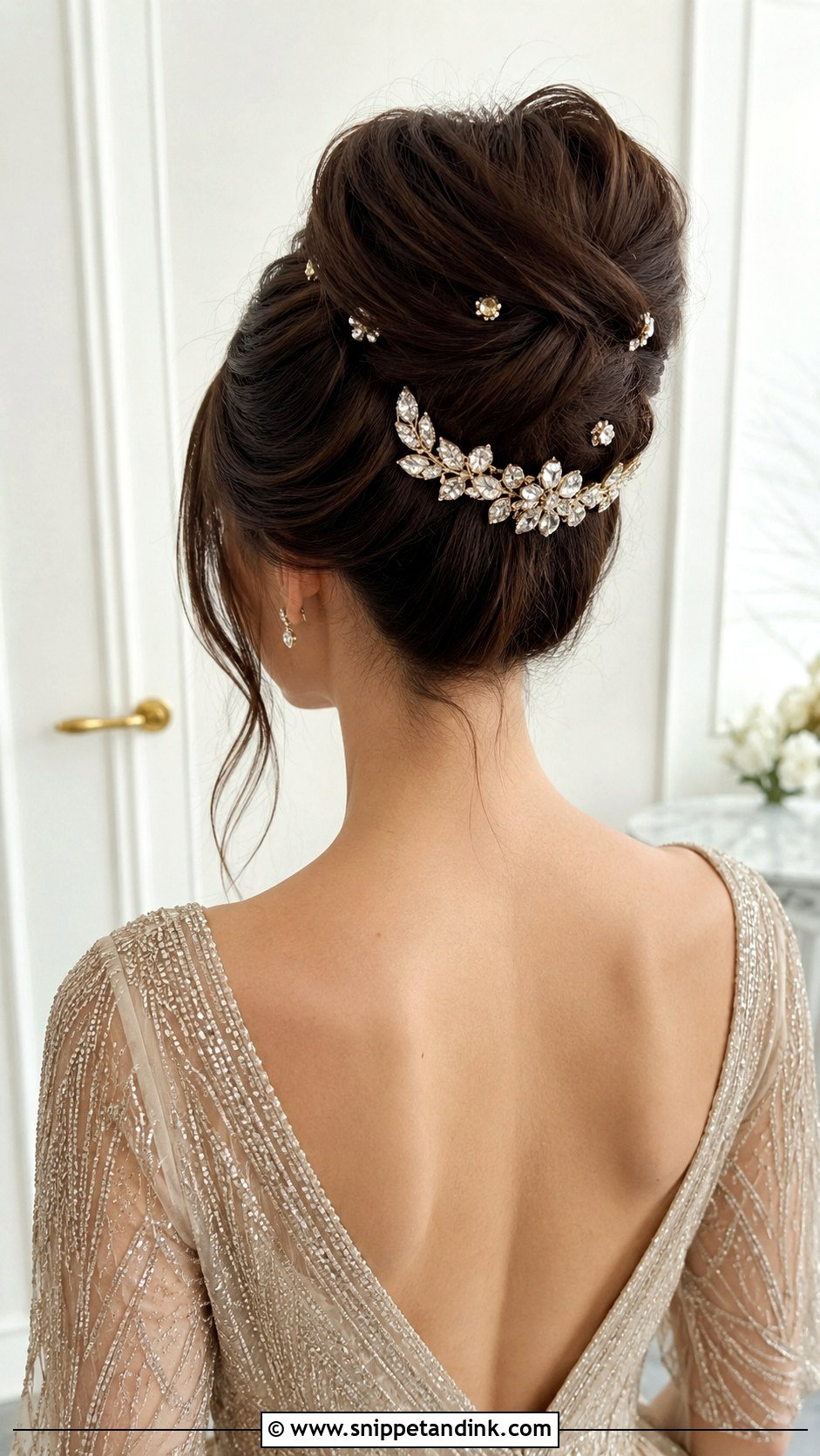 High Bun With Hair Accessories - Snippet and Ink - 35 Engagement Hairstyles