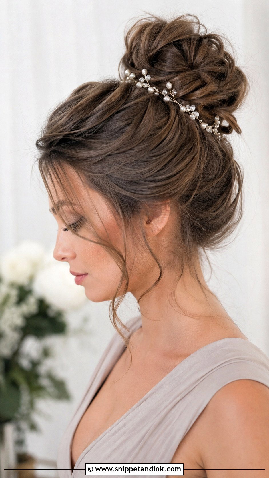High Bun With Hair Vine Bridesmaid Hairstyle - Snippet and Ink - 20 Bridesmaid Hairstyles High Bun