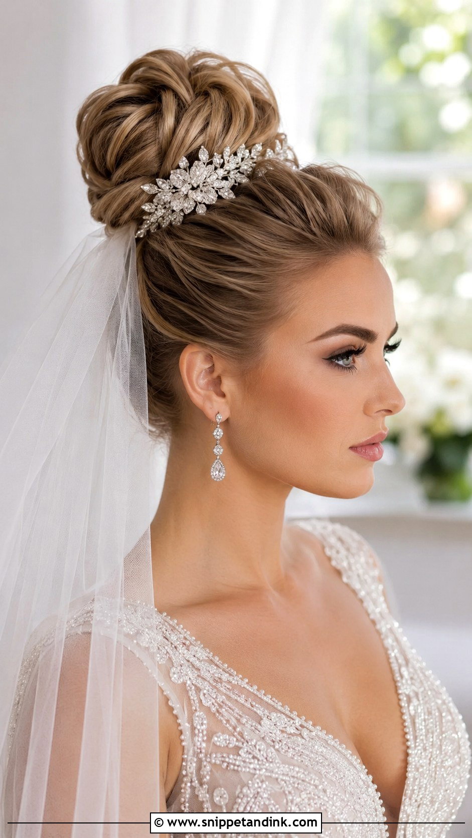 High Bun With Hairpiece - Snippet and Ink - 25 Bridal Updo Hairstyles