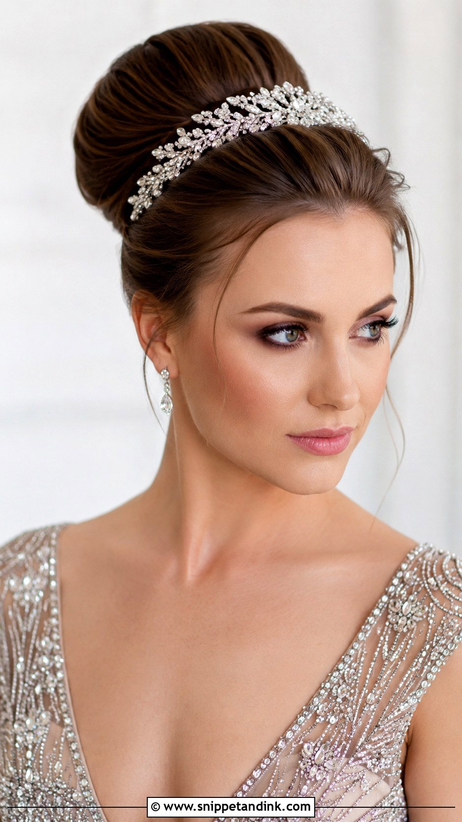 High Bun With Headband Crown - Snippet and Ink - 20 High Wedding Updo Ideas