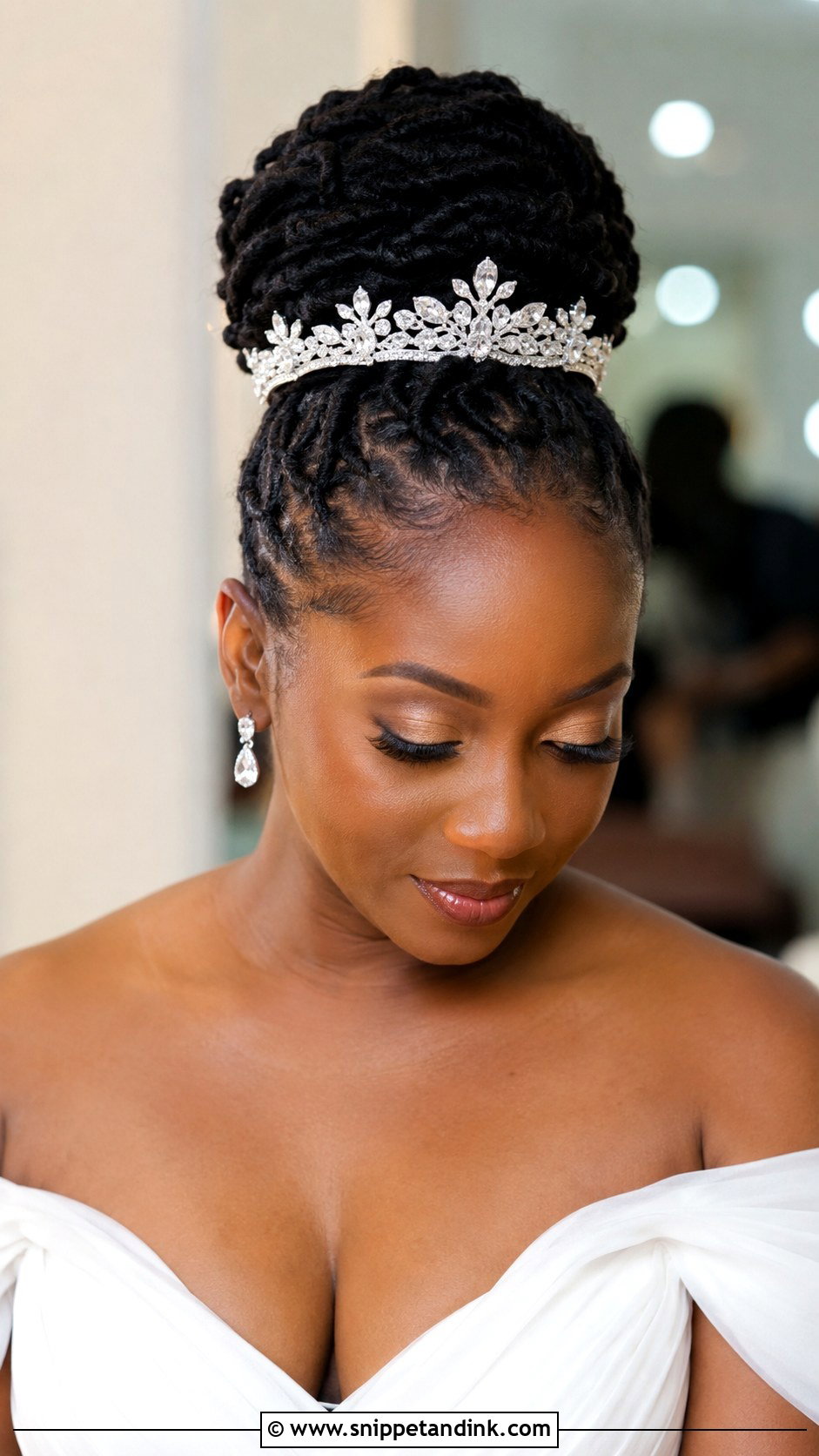 High Bun With Locs - Snippet and Ink - 25 Bridal Locs Hairstyles
