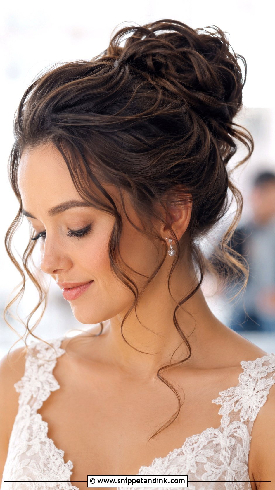 High Bun With Loose Curls For Wedding - Snippet and Ink - 20 High Bun Hairstyles for Wedding