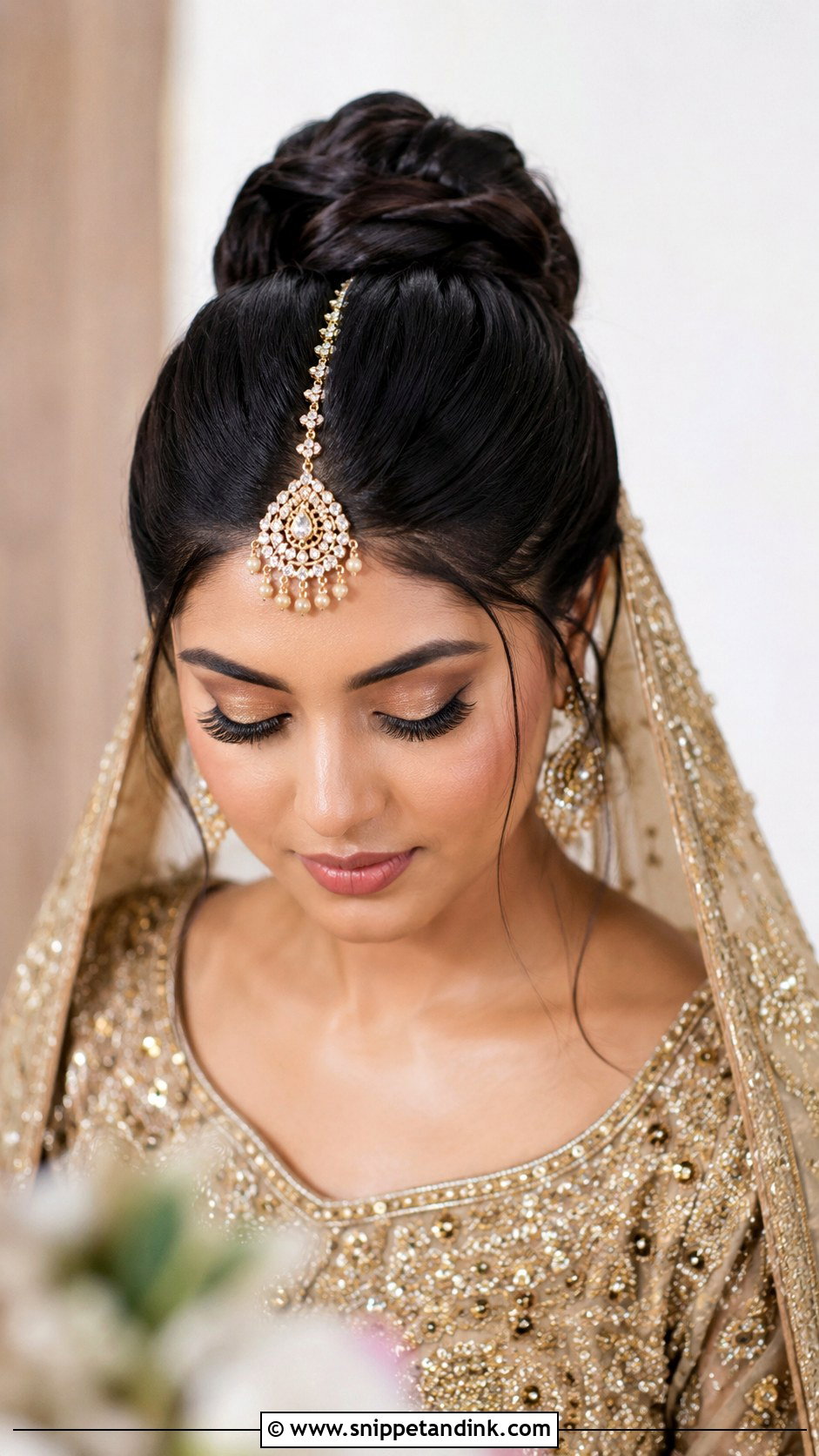 High Bun With Maang Tikka - Snippet and Ink - 20 Nikah Bride Hairstyles