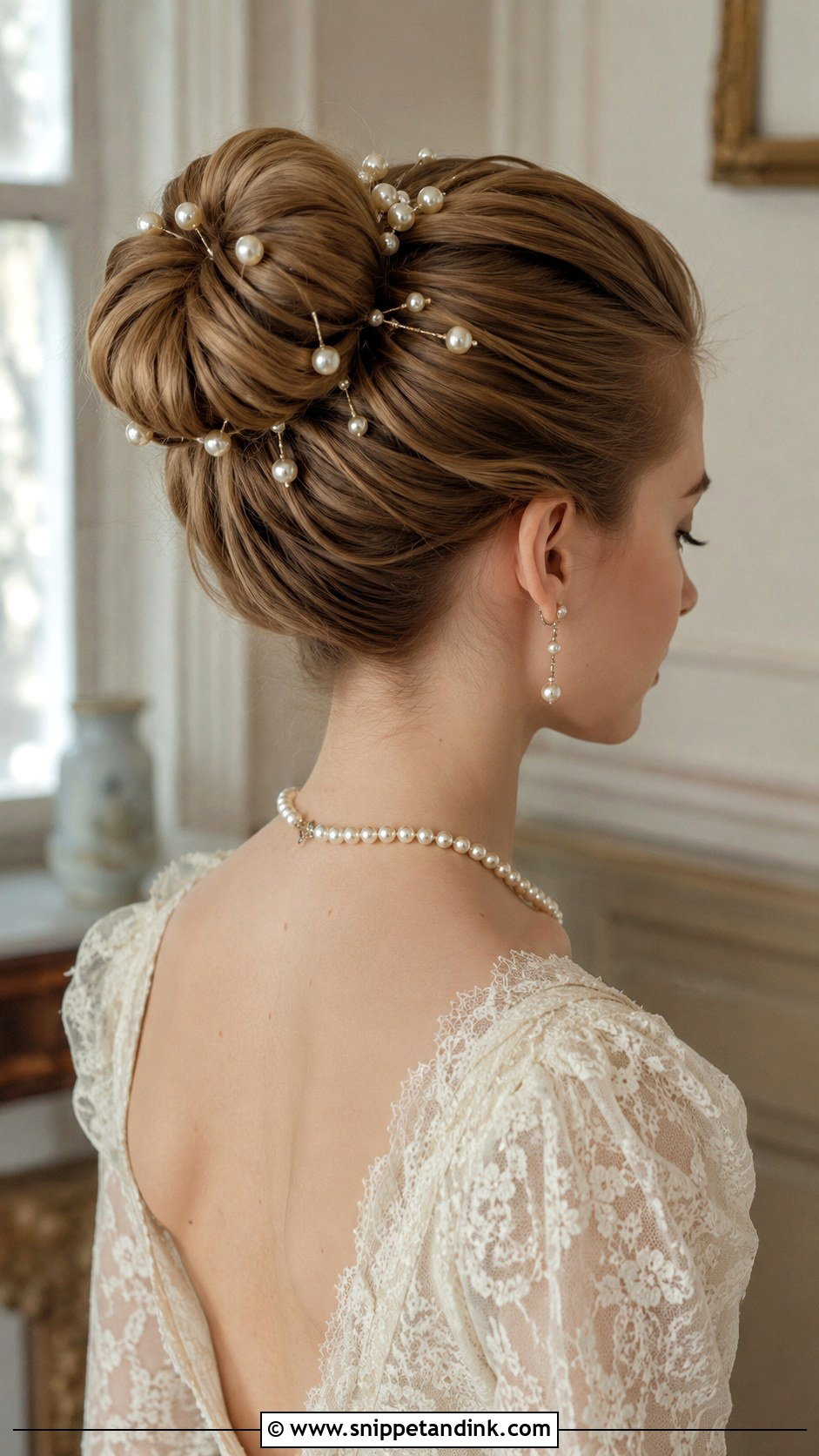 High Bun With Pearl Pins - Snippet and Ink - 20 High Wedding Updo Ideas