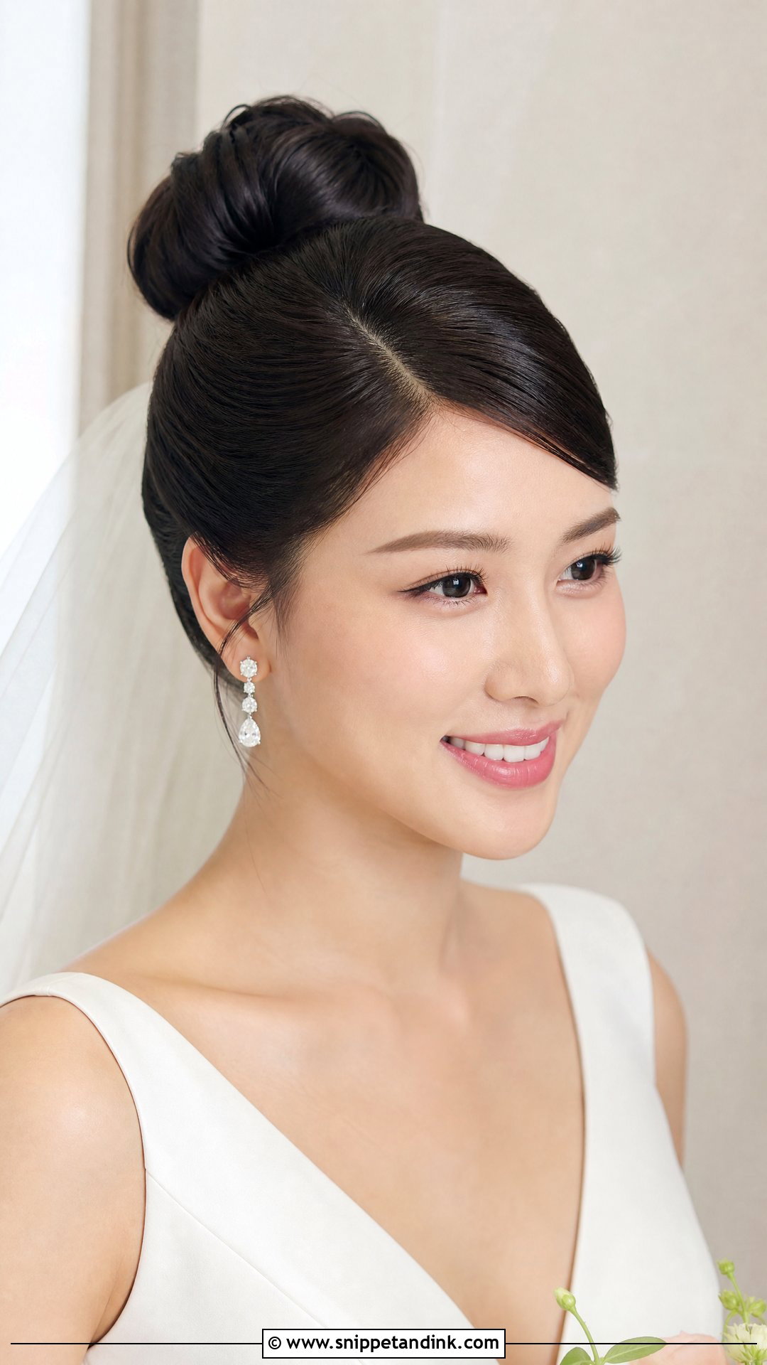 High Bun With Side Part - Snippet and Ink - 15 Bride High Bun Hairstyles