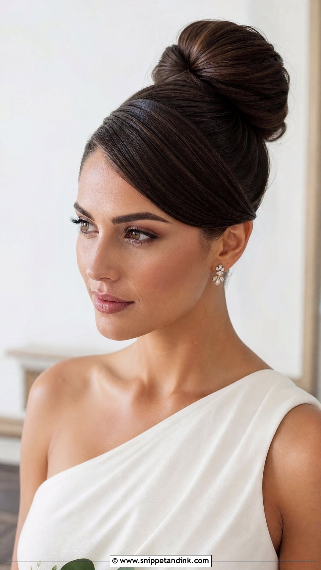 High Bun With Side Part - Snippet and Ink - 15 Bridal High Bun Hairstyles