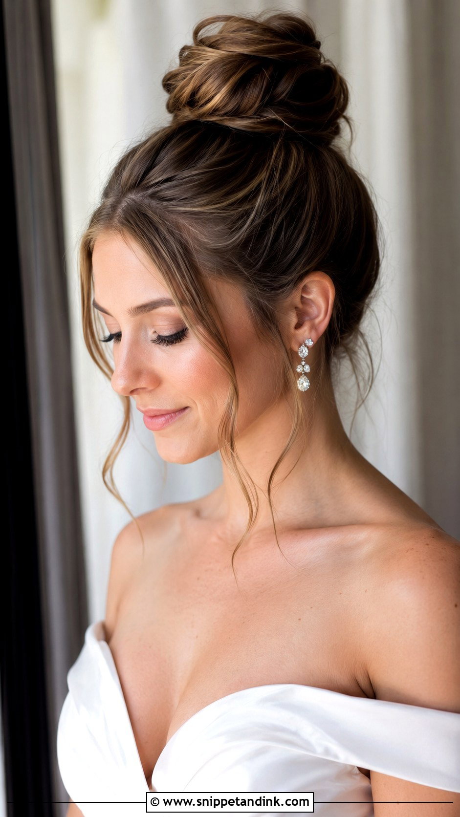 High Bun With Tendrils - Snippet and Ink - 25 Bridal Hair Ideas