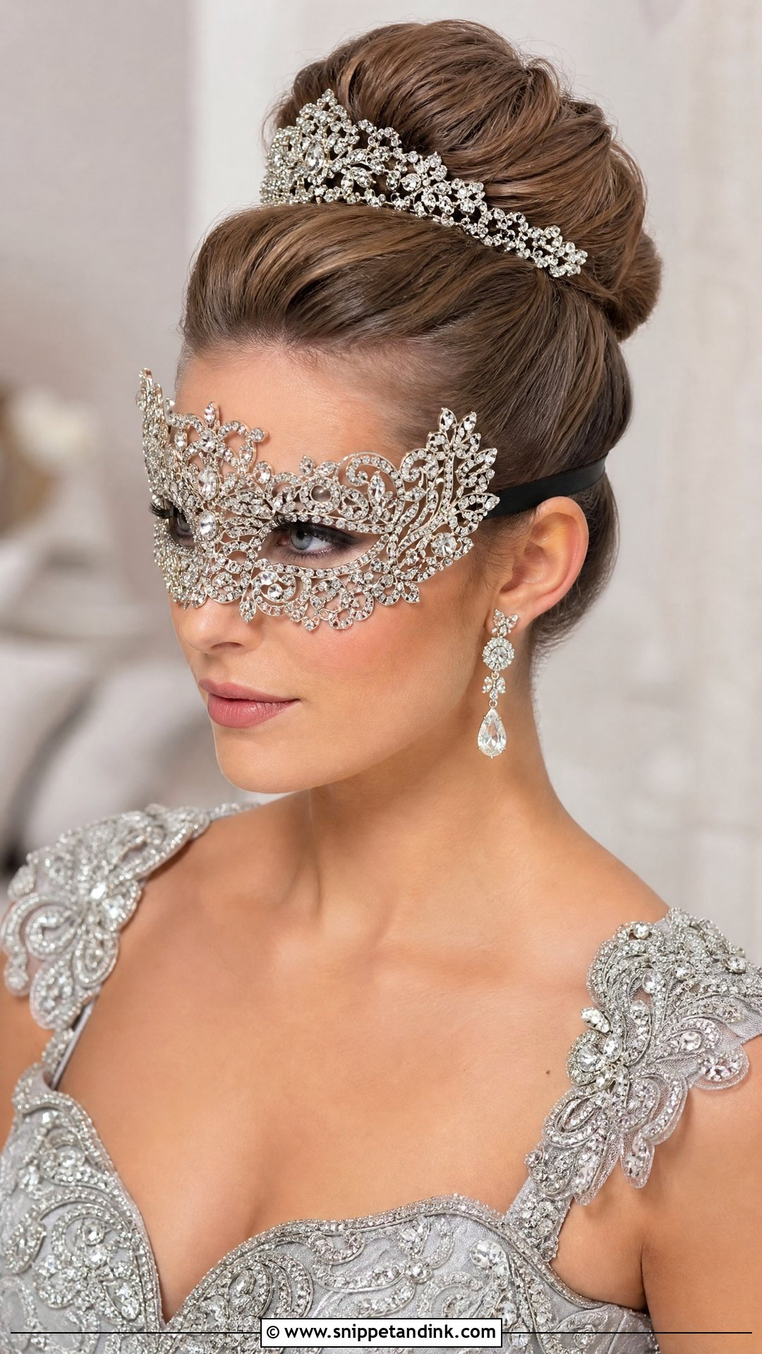 High Bun With Tiara - Snippet and Ink - 20 Hairstyles for Masquerade Ball