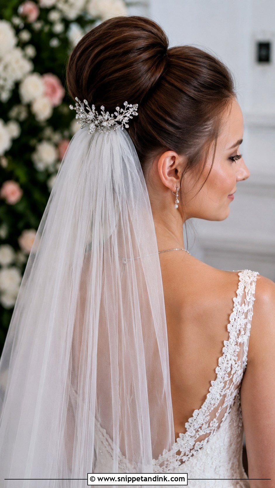 High Bun With Tiara - Snippet and Ink - 25 High Bun Wedding Ideas