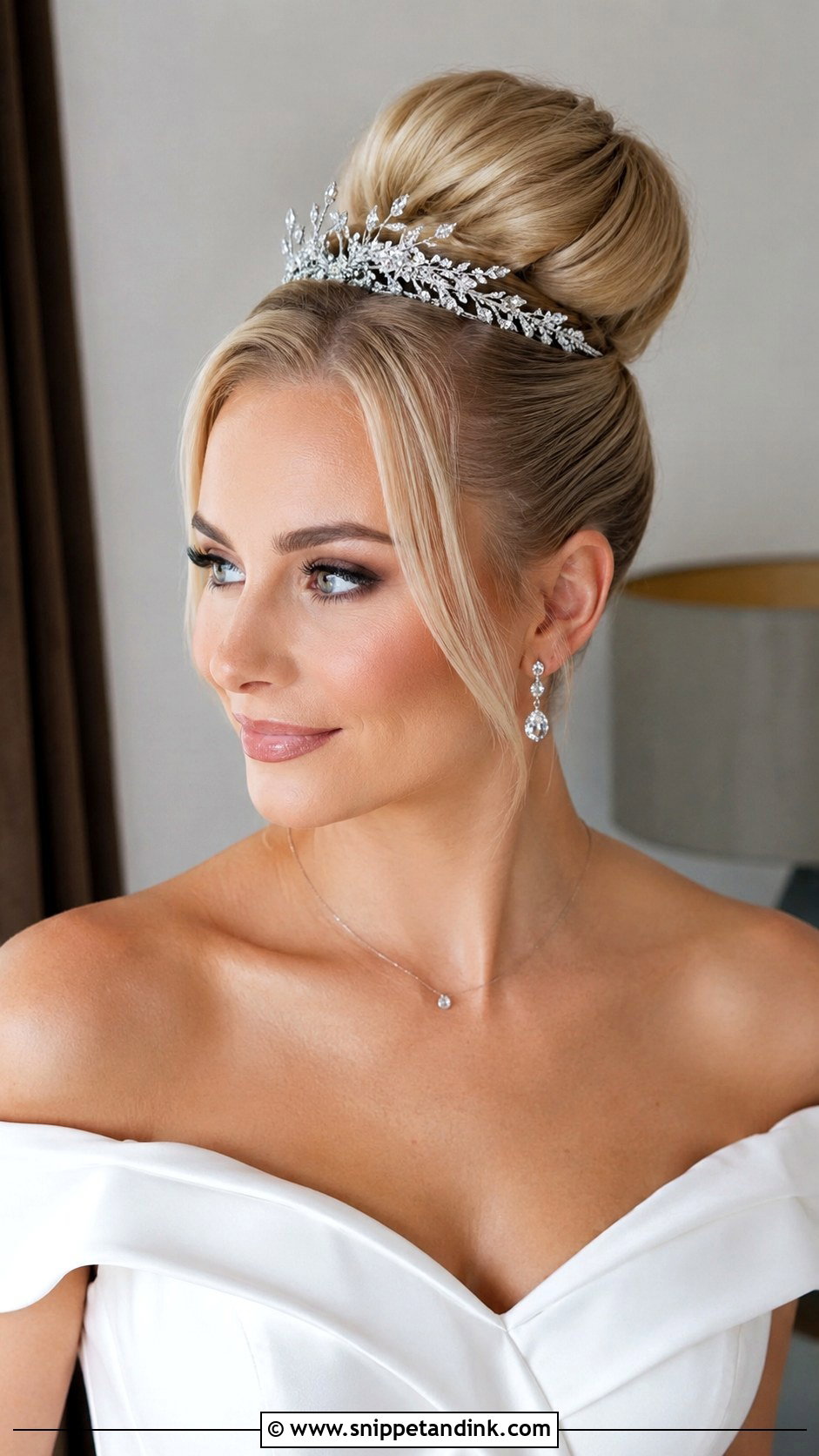 High Bun With Tiara For Wedding - Snippet and Ink - 20 High Bun Hairstyles for Wedding
