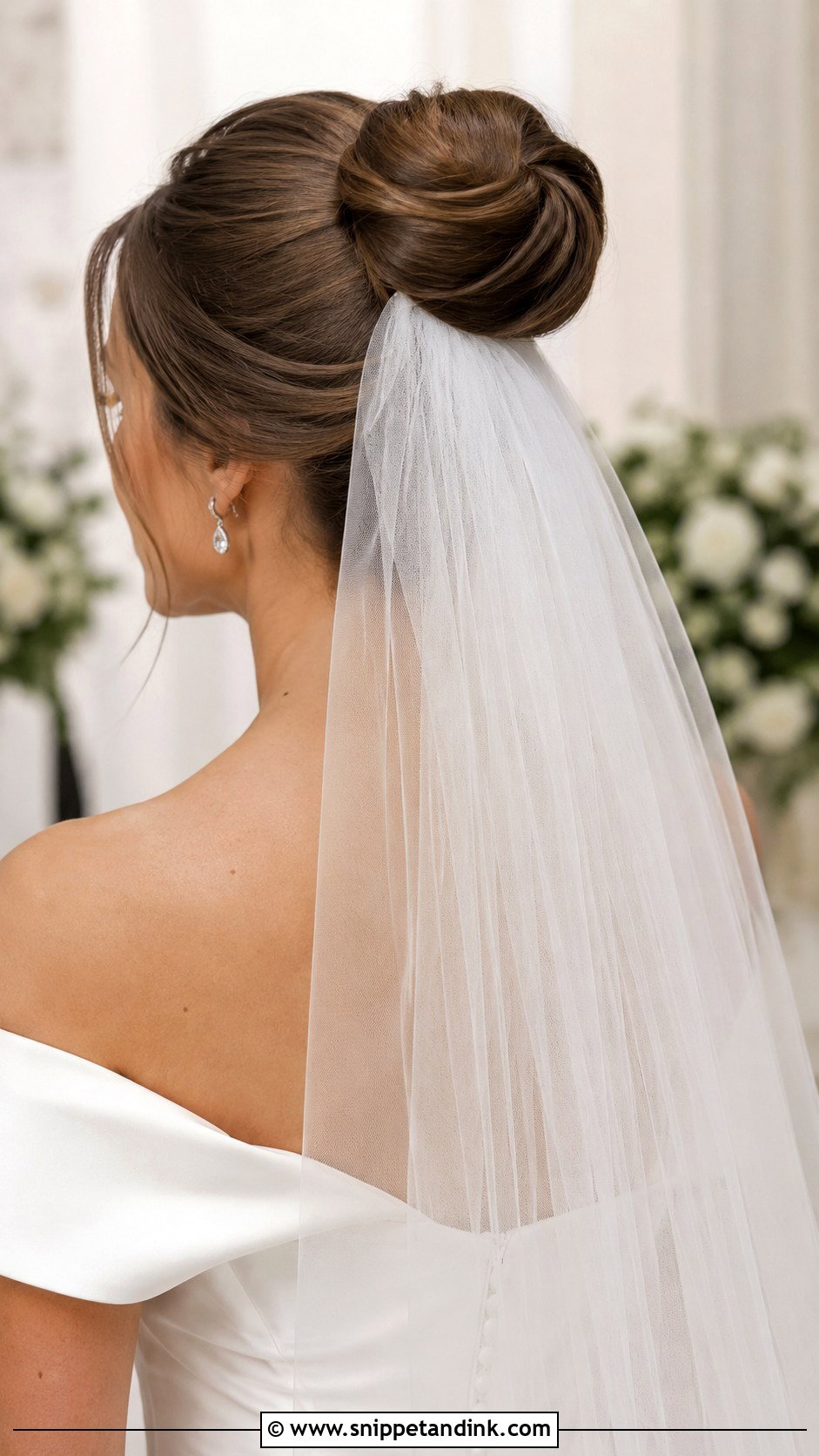 High Bun With Veil Underneath - Snippet and Ink - 30 High Bun Wedding Hair Ideas