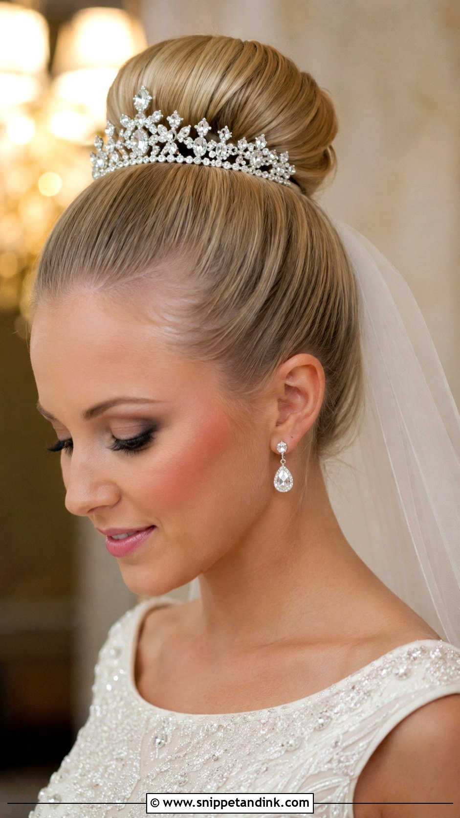 High Bun With Veil Underneath - Snippet and Ink - 25 High Bun Wedding Ideas
