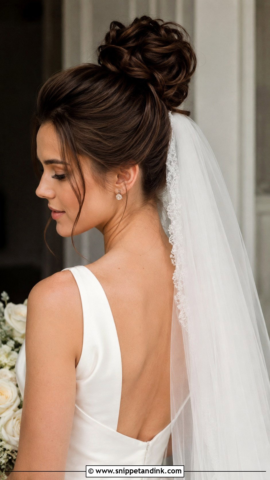 High Bun With Veil Wedding Hairstyle - Snippet and Ink - 25 High Bun Wedding Hairstyles