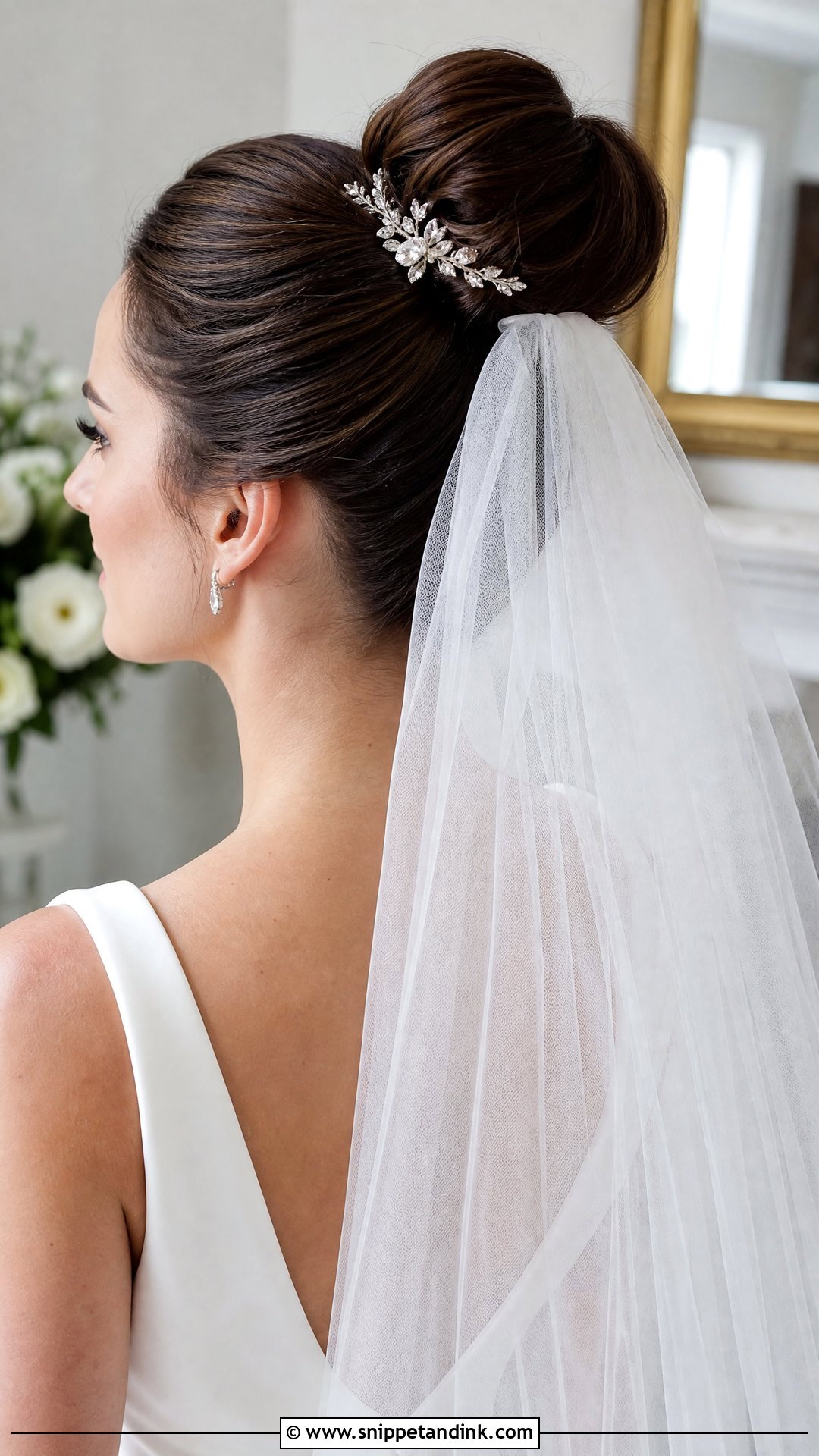 High Bun With Veil for Wedding - Snippet and Ink - 20 High Bun for Wedding Ideas