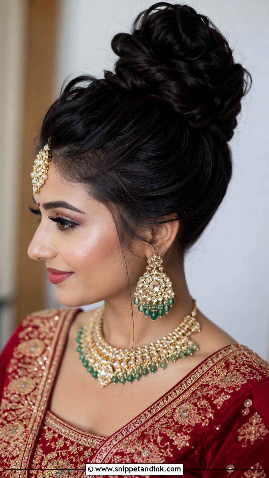 High Bun With Volume - Snippet and Ink - 25 Indian Wedding Bun Hairstyles