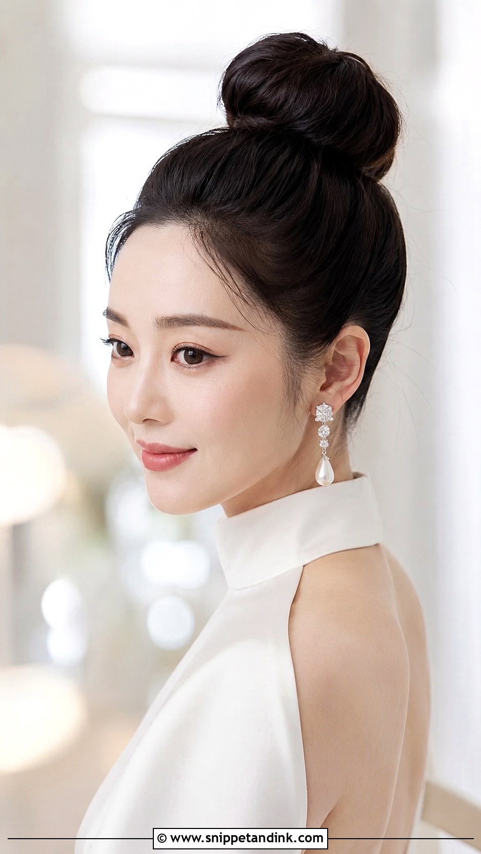 High Bun for Modern Brides - Snippet and Ink - 30 Bridal Bun Hairstyles