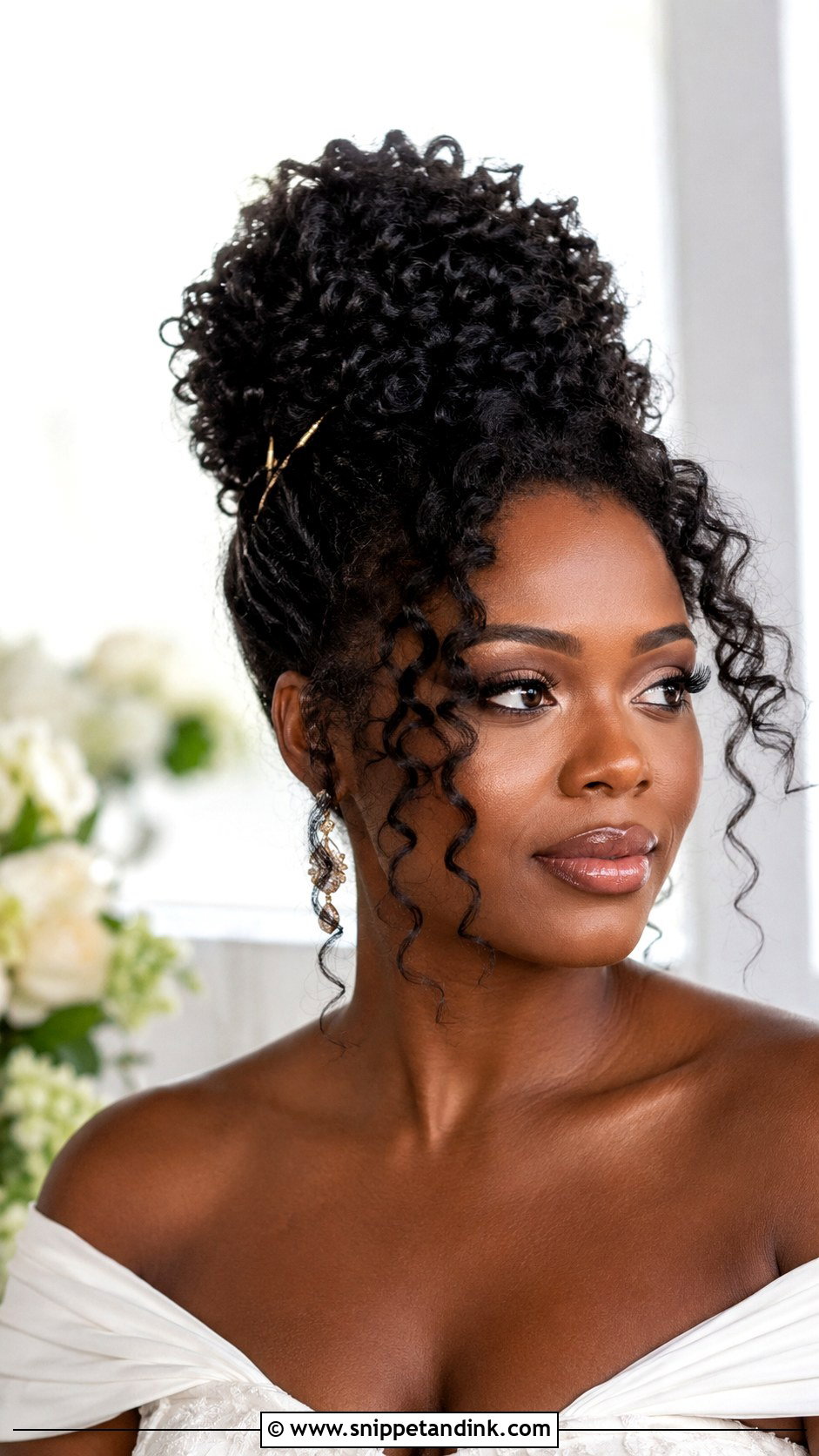 High Bun for Natural Curly Hair - Snippet and Ink - 20 High Wedding Updo Ideas