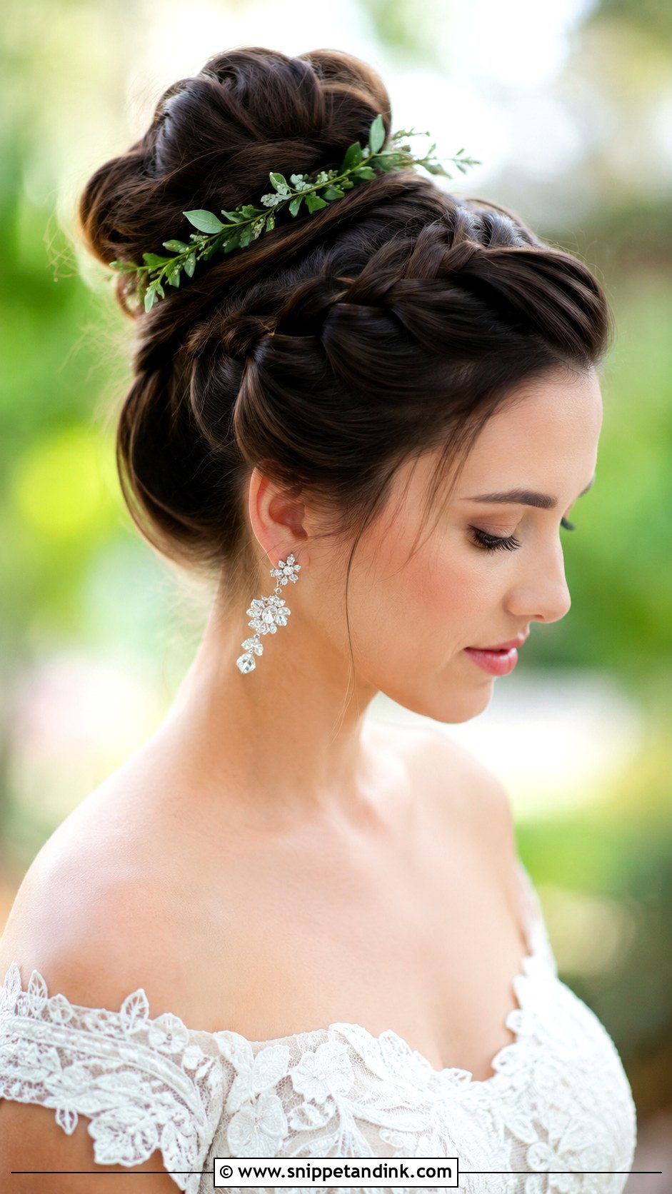 High Bun with Braided Crown - Snippet and Ink - 25 Summer Wedding Hairstyles