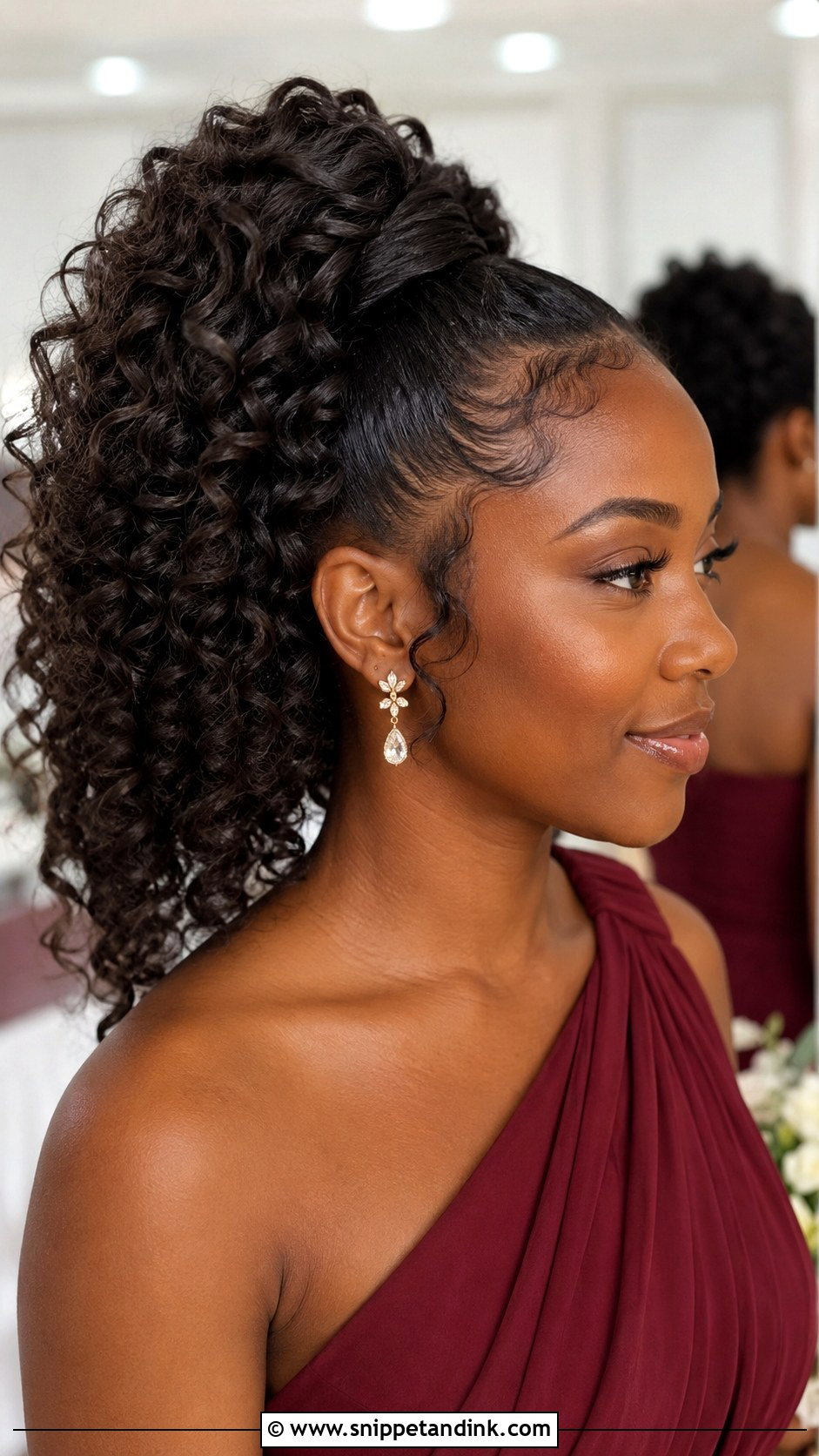 High Curly Bridesmaid Ponytail - Snippet and Ink - 30 Bridesmaid Ponytail Ideas