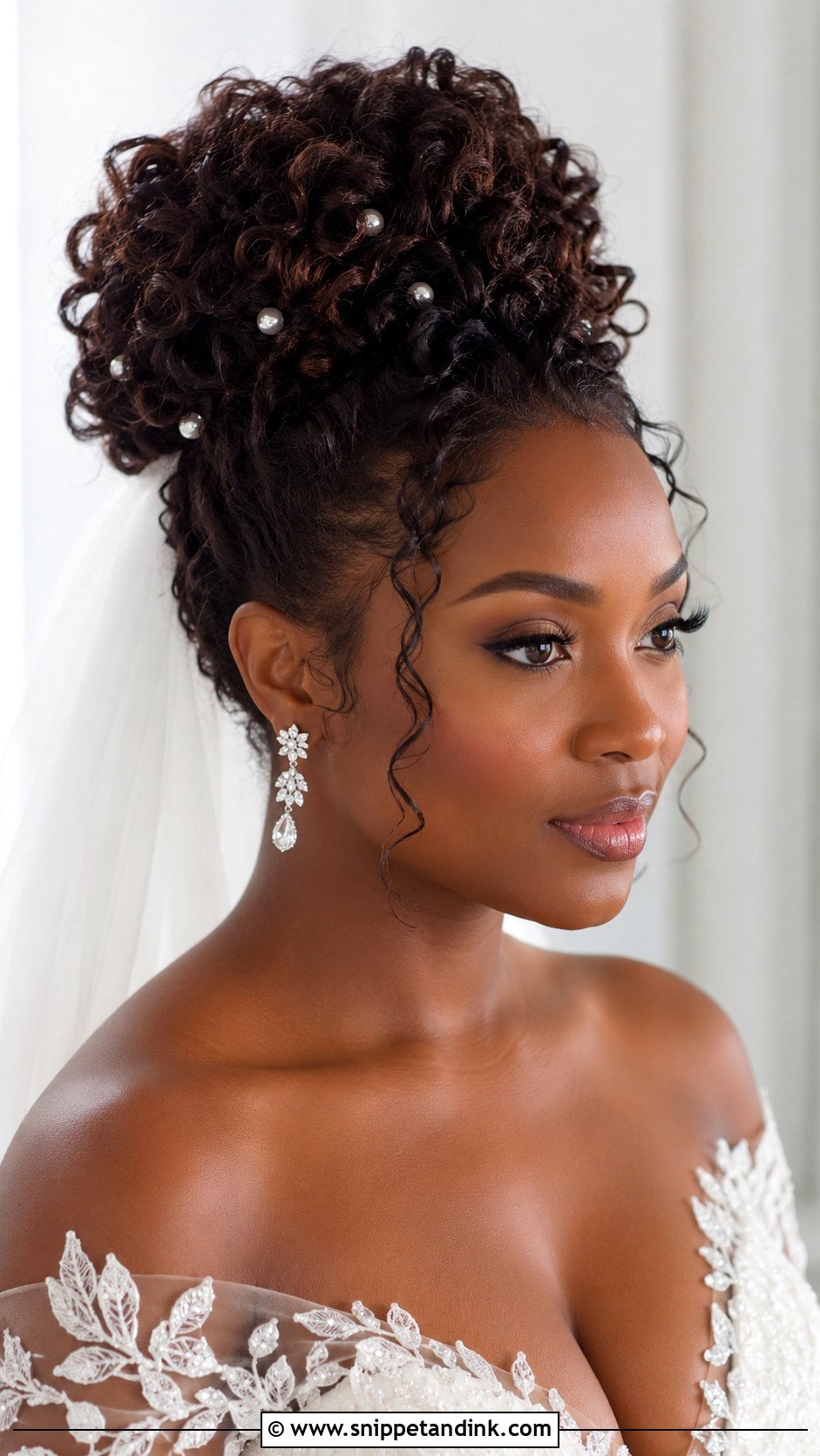 High Curly Bun Wedding Hair For Black Women - Snippet and Ink - 15 Wedding Hair Updo Black Women Ideas