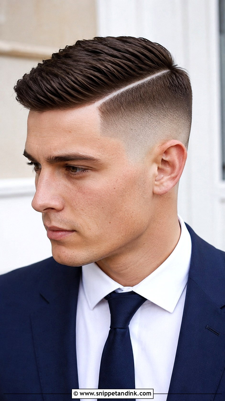 High Fade With Hard Part - Snippet and Ink - 25 Groom Haircut Ideas