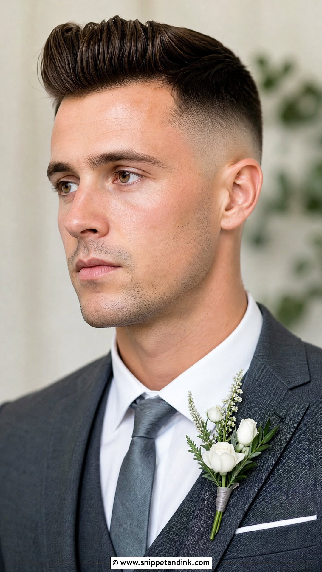 High Fade With Pompadour - Snippet and Ink - 20 Groom Hairstyle Ideas