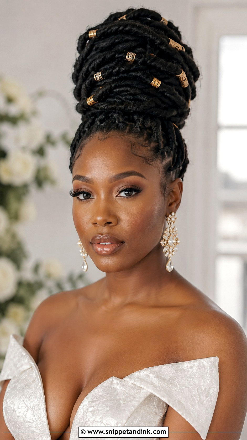 High Loc Bun - Snippet and Ink - 15 Locs Styles for Wedding